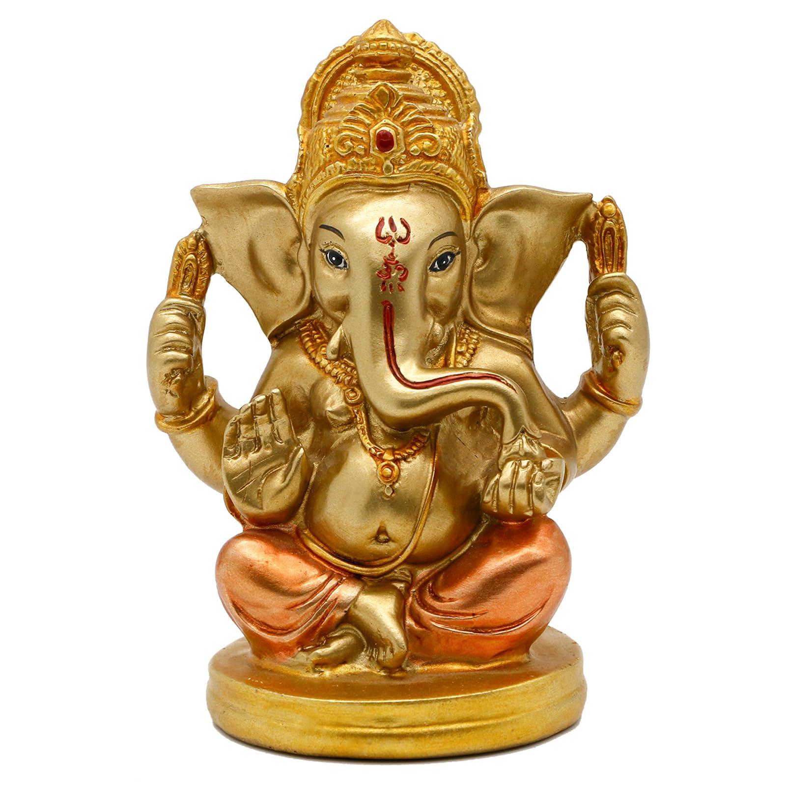 Indian God Lord Ganesha Statue - 5" H Hindu God Ganesh Idol for Diwali Gifts Meditation Yoga Room Altar Decoration Home Temple Mandir Pooja Item