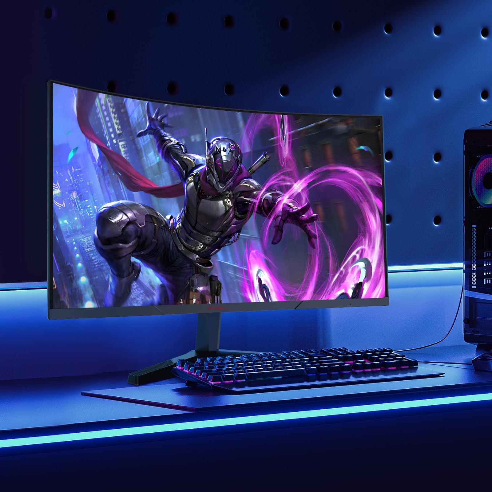 KOORUI 24 inch Curved Gaming Monitor 180Hz FHD 1080P Computer Monitor,1ms 1500R VA Display,Adaptive Sync,HDR10,HDMI2.0X2&DP1.2,VESA Compatible,Tilt Adjustable,Eye Care,24E6CA - Image 9