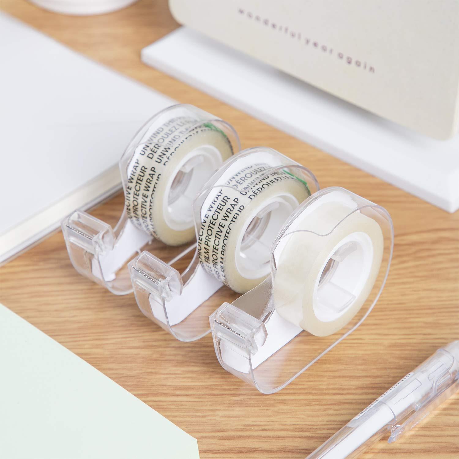 Amazon Basics Double Sided Refillable Permanent Tape with Dispenser, Narrow Width, 1/2 x 252 inches, 3-Pack, Translucence - Image 2