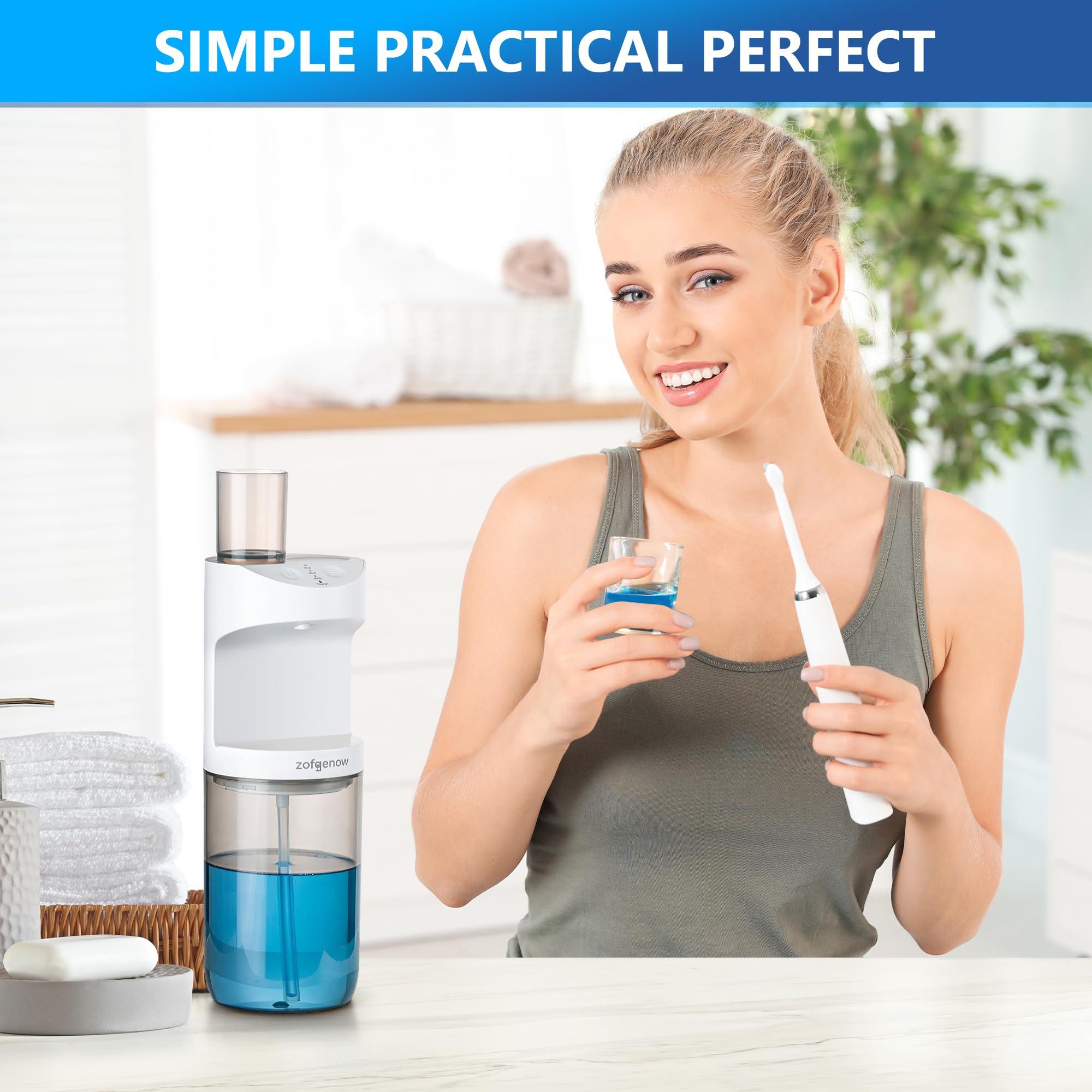 ZOFGENOW Automatic Mouthwash Dispenser for Bathroom,Bathroom Accessories 19.4 Fl Oz Dispensers with Magnetic Cups,Wall Mounted Dispenser,Suitable for All Age Groups,White - Image 2