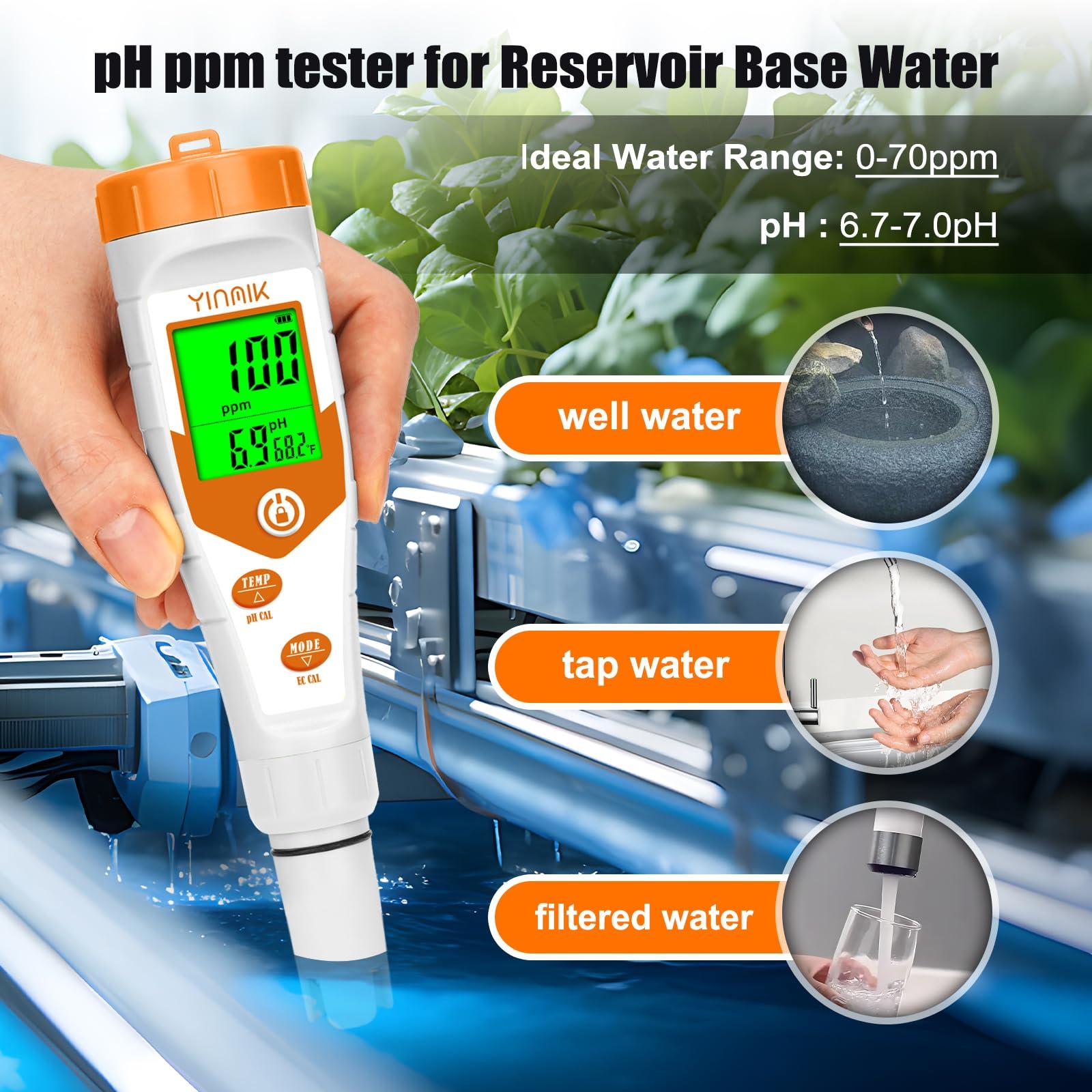 pH Meter for Hydroponics PPM EC Meter for Plant Nutrients Simultaneous Measurement of pH Conductivity TDS Temperature for Reservoir Tank Water DWC Aeroponic Garden Indoor Outdoor Growing - Image 4