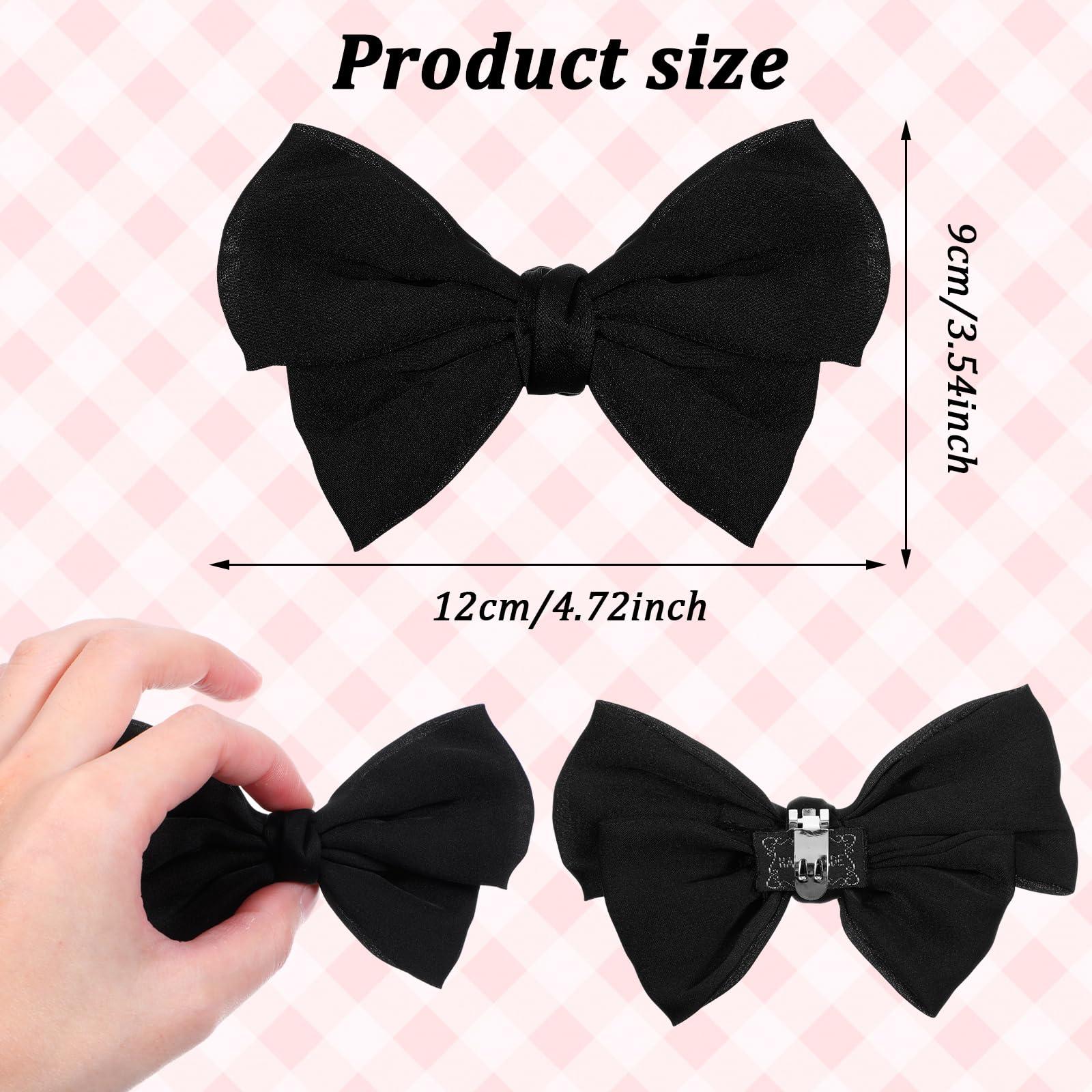 2 Pcs Bow Shoe Clips, Detachable Black Shoe Clips for Women Elegant Satin Bow Shoe Buckles Decorative Shoe Accessories for Wedding Party Bags Clothing Hair Charms Heels - Image 3