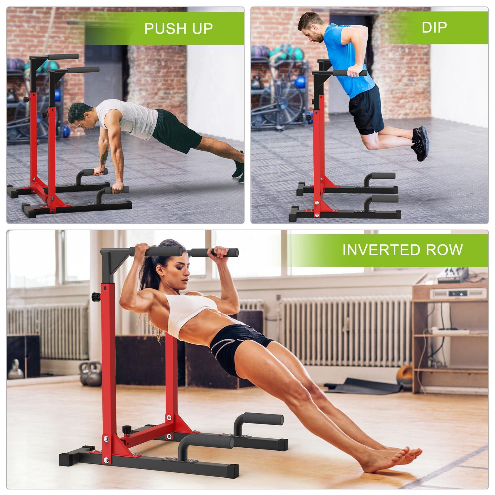 SELEWARE Heavy Duty Dip Bar, Adjustable Width & Height Dip Station Home Gym Fitness Equipment, 800lbs Capacity, Multifunctional Strength Training Dip Stand with Push Up Bar for Tricep Dips, L-Sits - Image 3