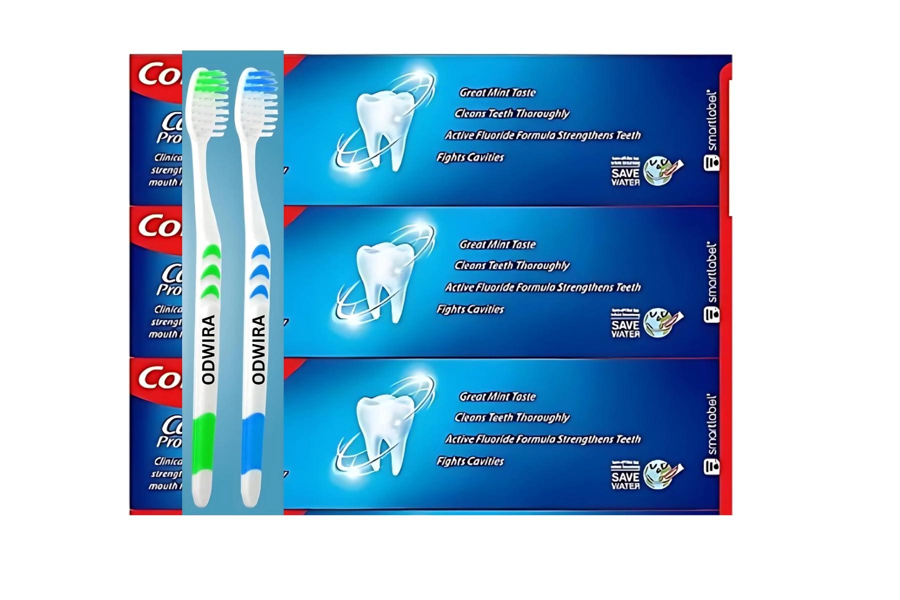 4-Pack Cavity Protection Fresh Toothpaste with Fluoride, Regular Flavor, 8oz, (Total 32 oz) Plus 1-Pack ODWIRA Toothbrush for Colgate Toothpaste - Image 5