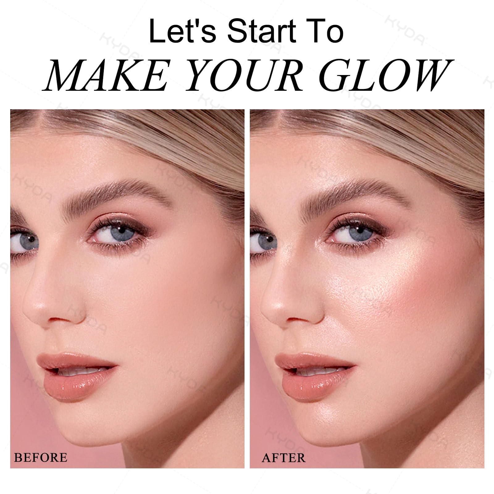 KYDA Face Highlighter Palette, High Glossy Face Illuminator Palette, Narutal Glow Finish, Pearl Shimmer Smooth Baked Powder, Lasting Sparkling Highlighter Makeup-SUN GLOW - Image 6