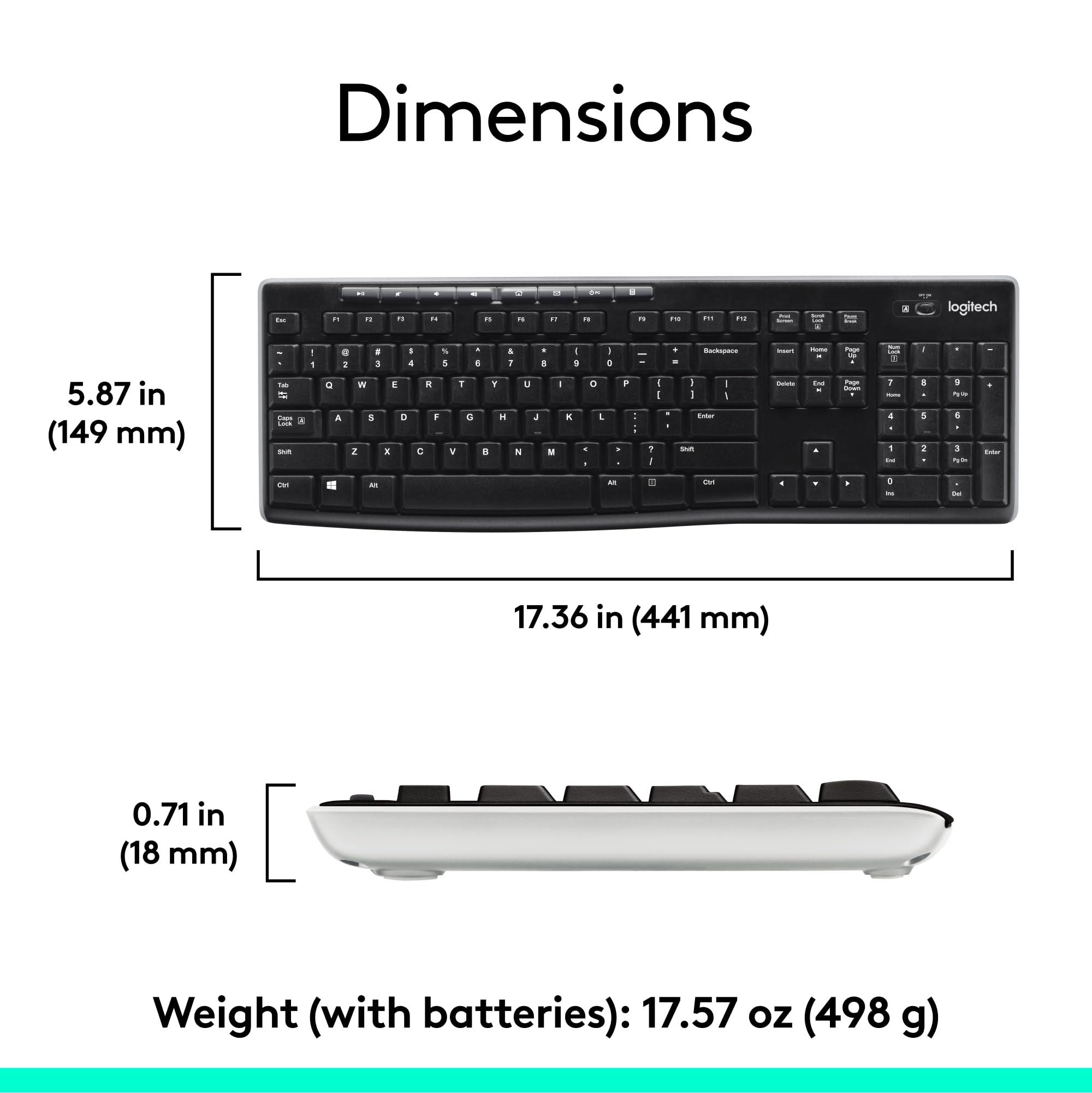 Logitech MK270 Wireless Keyboard and Mouse Combo for Windows, 2.4 GHz, 8 Multimedia Keys, PC, Laptop, Wireless Keyboard Compact Mouse Combo - Black - Image 7