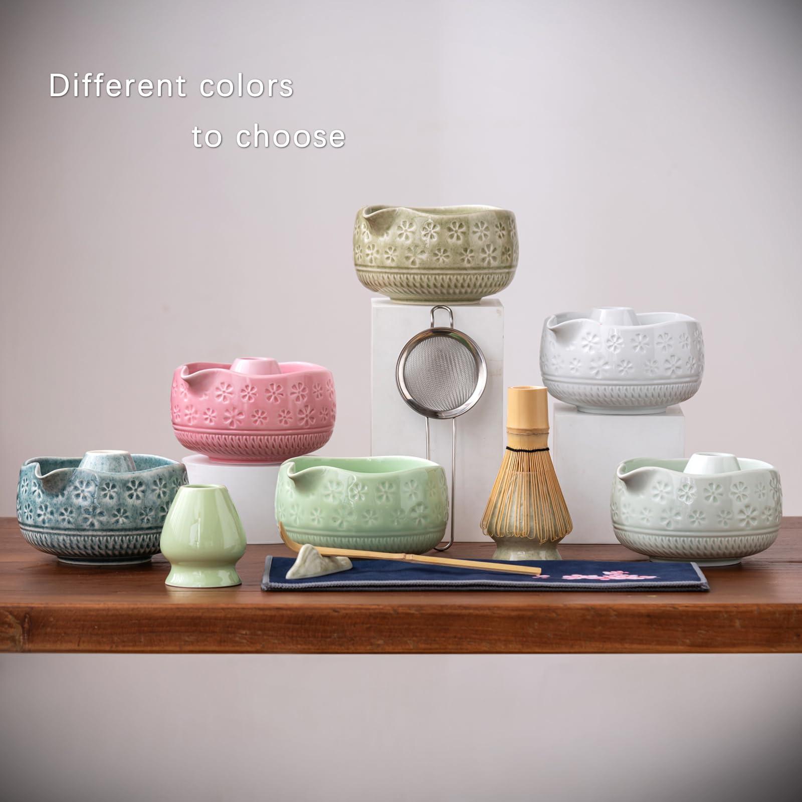 Buucup Matcha Whisk Set, Ceramic Matcha Set Includes Matcha Bowl, Matcha Whisk and Holder, Bamboo Scoop, Scoop Rest, Sifter and Tea Towel - 7 Pcs Matcha Kit for Matcha Lovers (Pink) - Image 8
