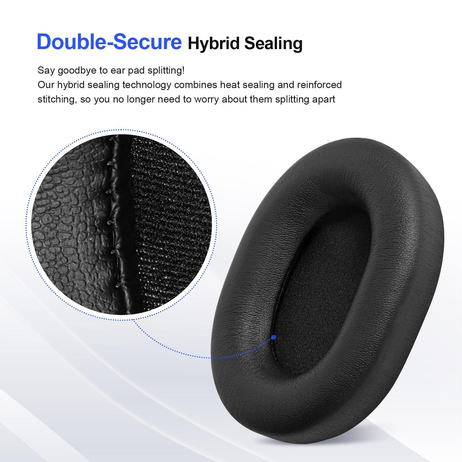 Aurivor Replacement Ear-Pads Cushions for Sony WH-1000XM5 Noise Canceling Headphones, Premium XM5 Ear Covers with Soft Protein Leather, Optimized Memory Foam (Black) - Image 2