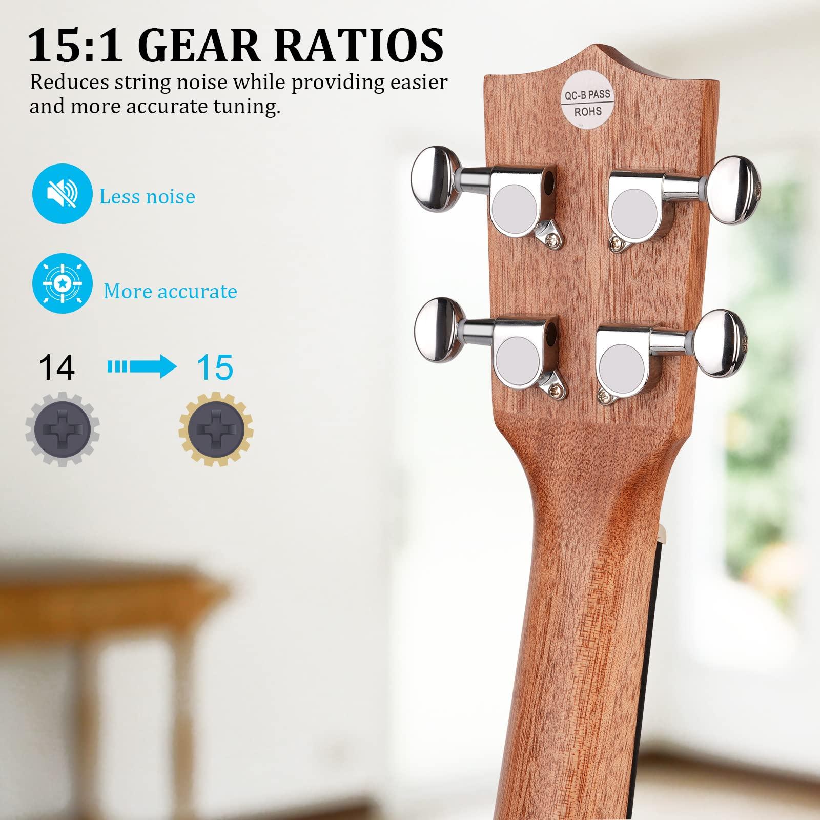 Hricane Concert Ukulele 23 inch UKS-2, 4 Strings Ukeleles For Beginners, Sapele Hawaiian Ukele with Ukulele Case and Ukele String Set - Image 2