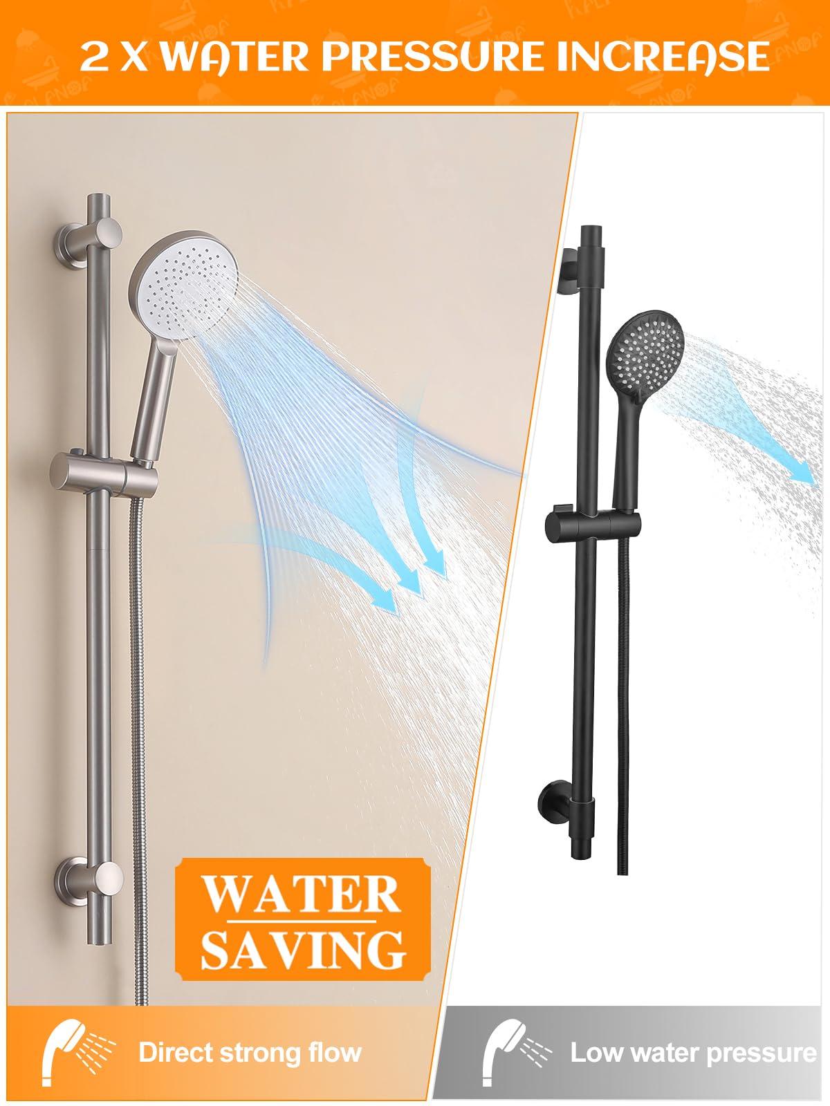 RALANDA Handheld Shower Head with Slide Bar, 2.5GPM High Pressure 3-Function Adjustable Handheld Shower Head with 59-Inch Hose and Adjustable Holder (Nickel) - Image 4