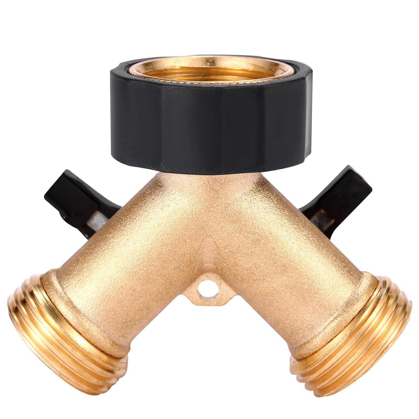 Sanpaint Garden Hose Splitter 2 Way Heavy Duty, Y Connector Brass Garden Hose Adapter, Hose Bib Splitter with 2 Extra Rubber Washers - Image 6