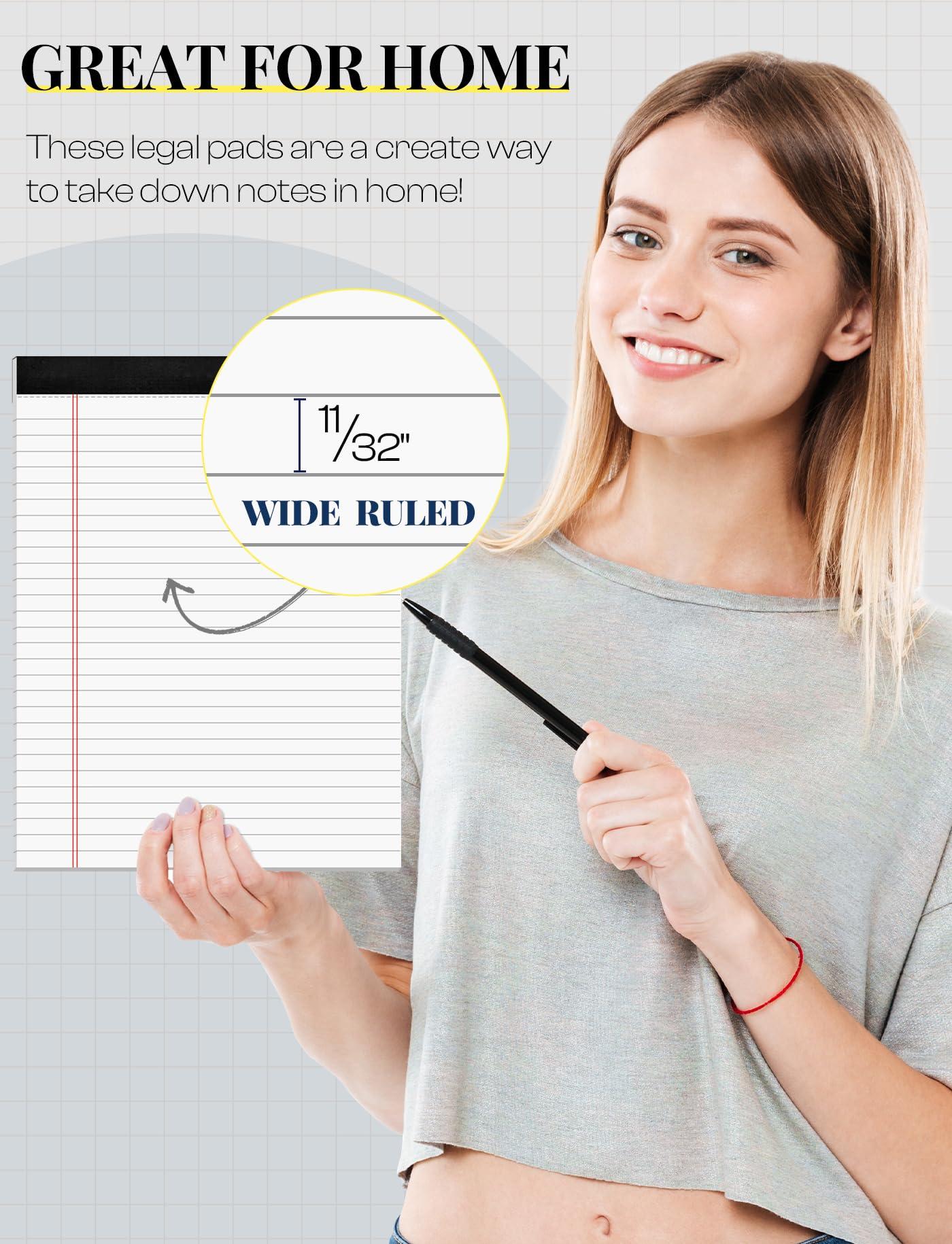 6 Pack 8.5 x 11 Legal Pads for Office Supplies Paper Pads 8.5 x 11 White Note Pads for Work Lined Writing Pads Notebook White Legal Pads Wide Ruled Notepads 30 Sheets Per Writing Pad Legal Note Pad - Image 3
