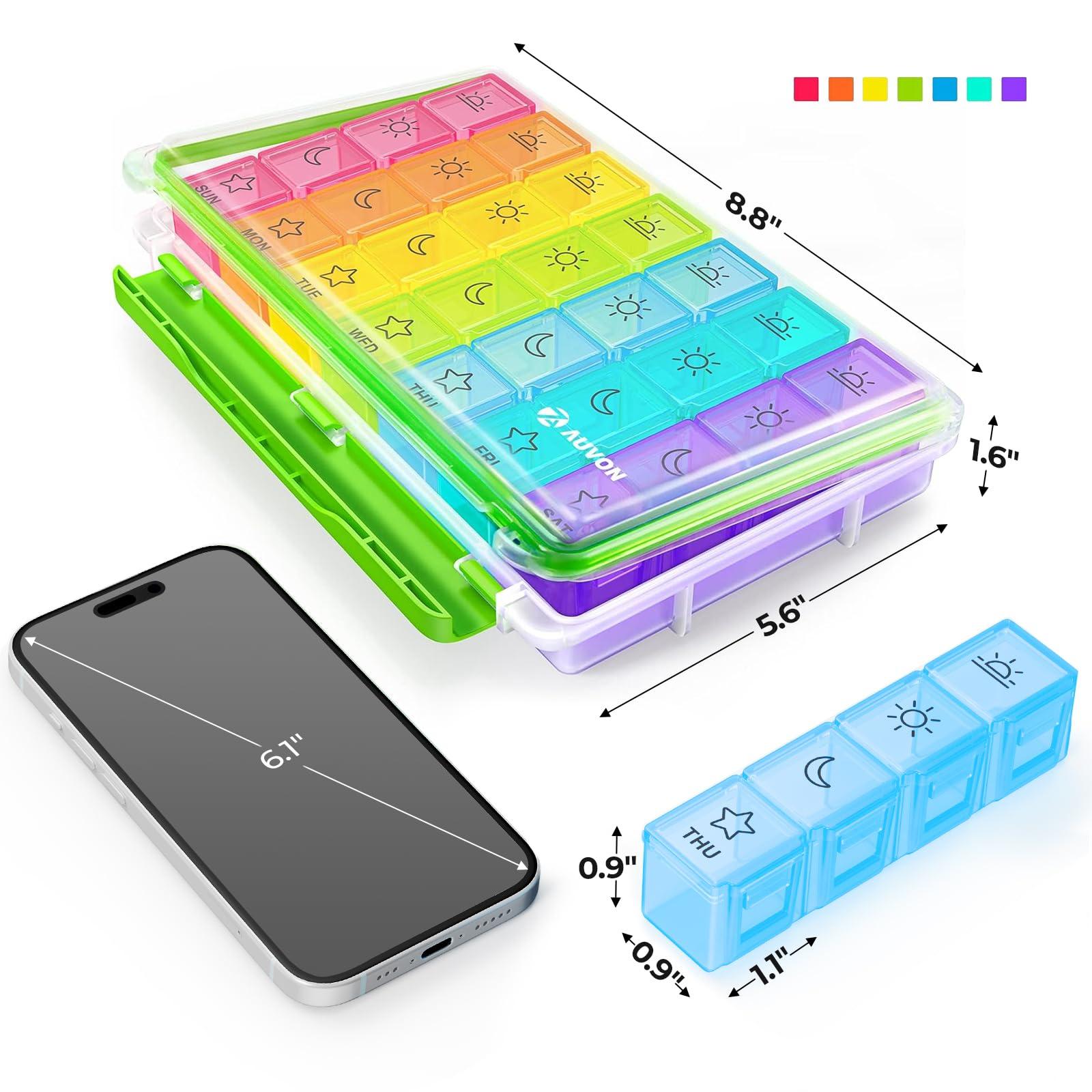 AUVON iMedassist Moisture-Proof Weekly Pill Organizer 4 Times a Day, Large 7 Day Pill Box Portable for Travel with Removable Individual Containers to Hold Vitamins, Supplements and Medication - Image 6