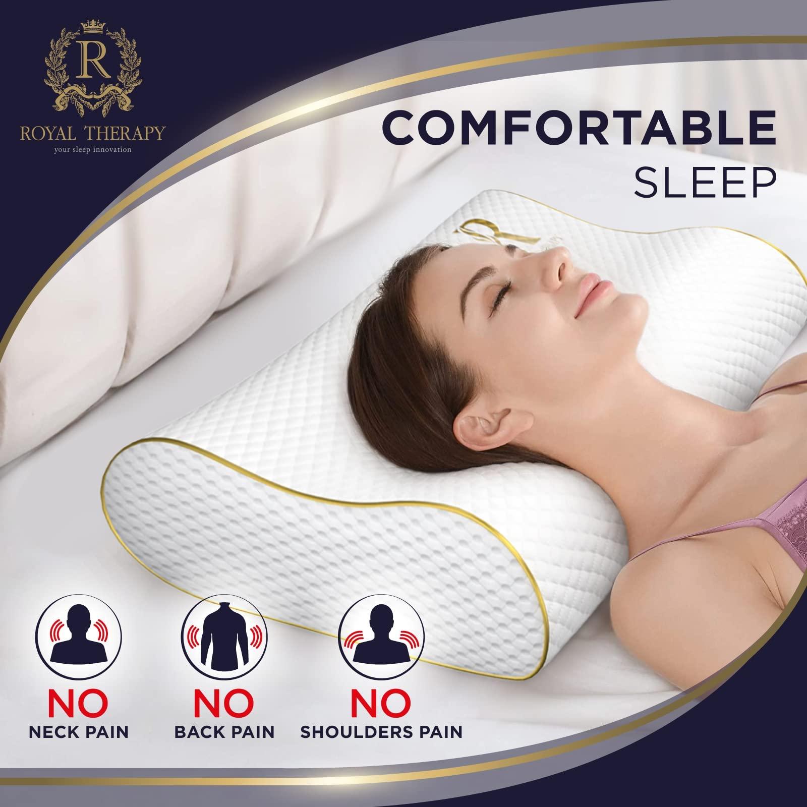 Royal Therapy Memory Foam Pillow, Queen Neck Pain Relief, Contour Cervical Pillow, for Neck and Shoulder Pain, Side, Back and Stomach Sleeper - Image 2