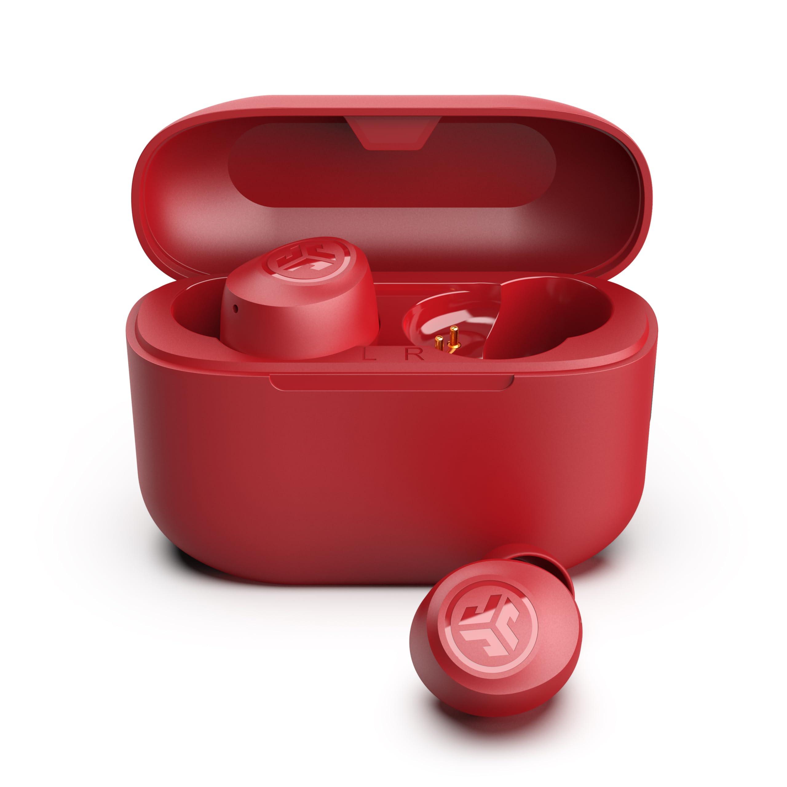 JLab Go Pop+ True Wireless Bluetooth Earbuds & Charging Case - Rose Red, App Support, Dual Connect, IPX4 Sweat Resistance, Bluetooth 5 Connection, 3 EQ Sound Settings Signature, Balanced, Bass Boost