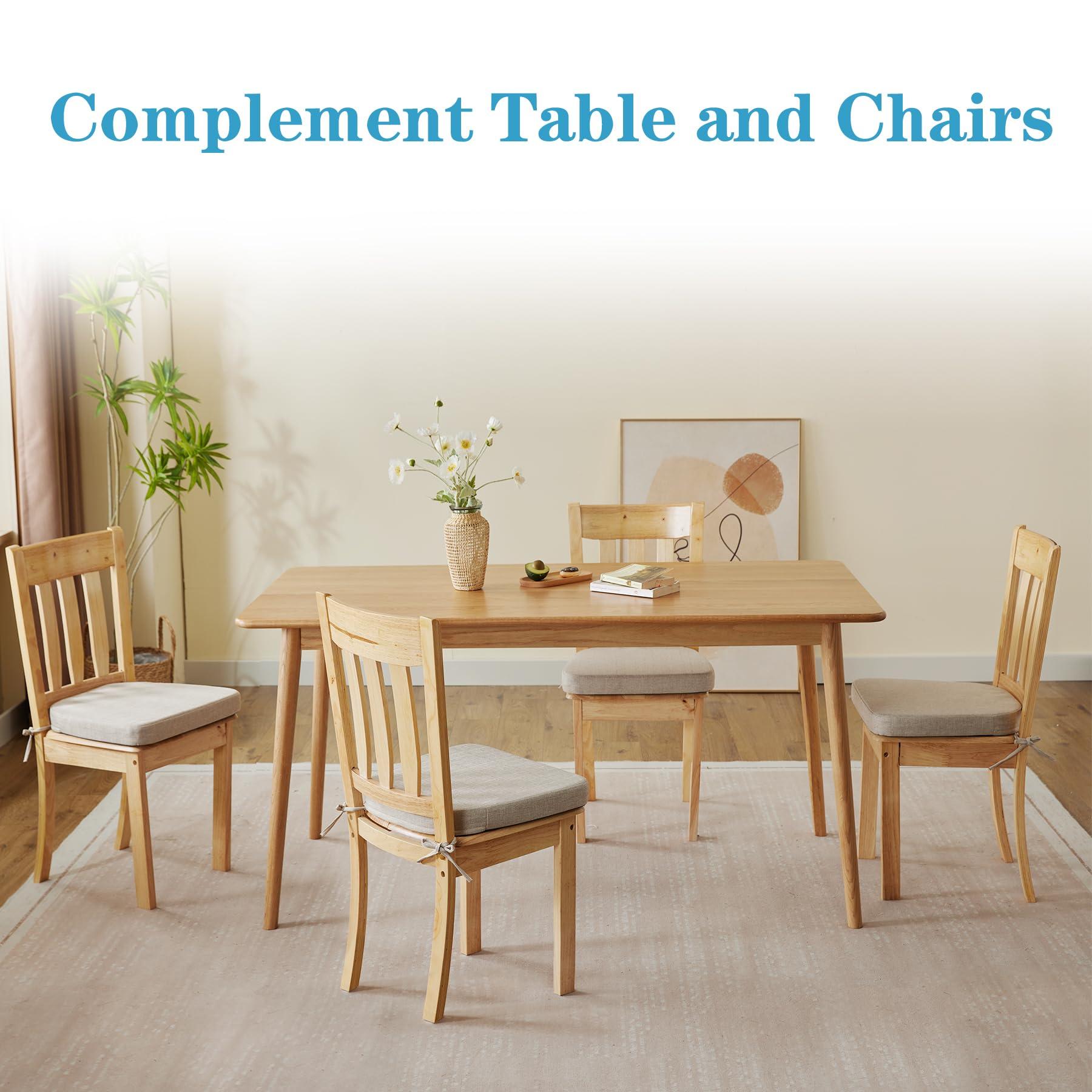 IASEAHK Chair Cushions for Dining Chairs Set of 6, Non Slip Kitchen Chair Pads, 17" x 16" x 2", Indoor Dining Chair Cushions with Ties, Seat Cushion for Kitchen Chairs, Chair Pads, Beige - Image 6