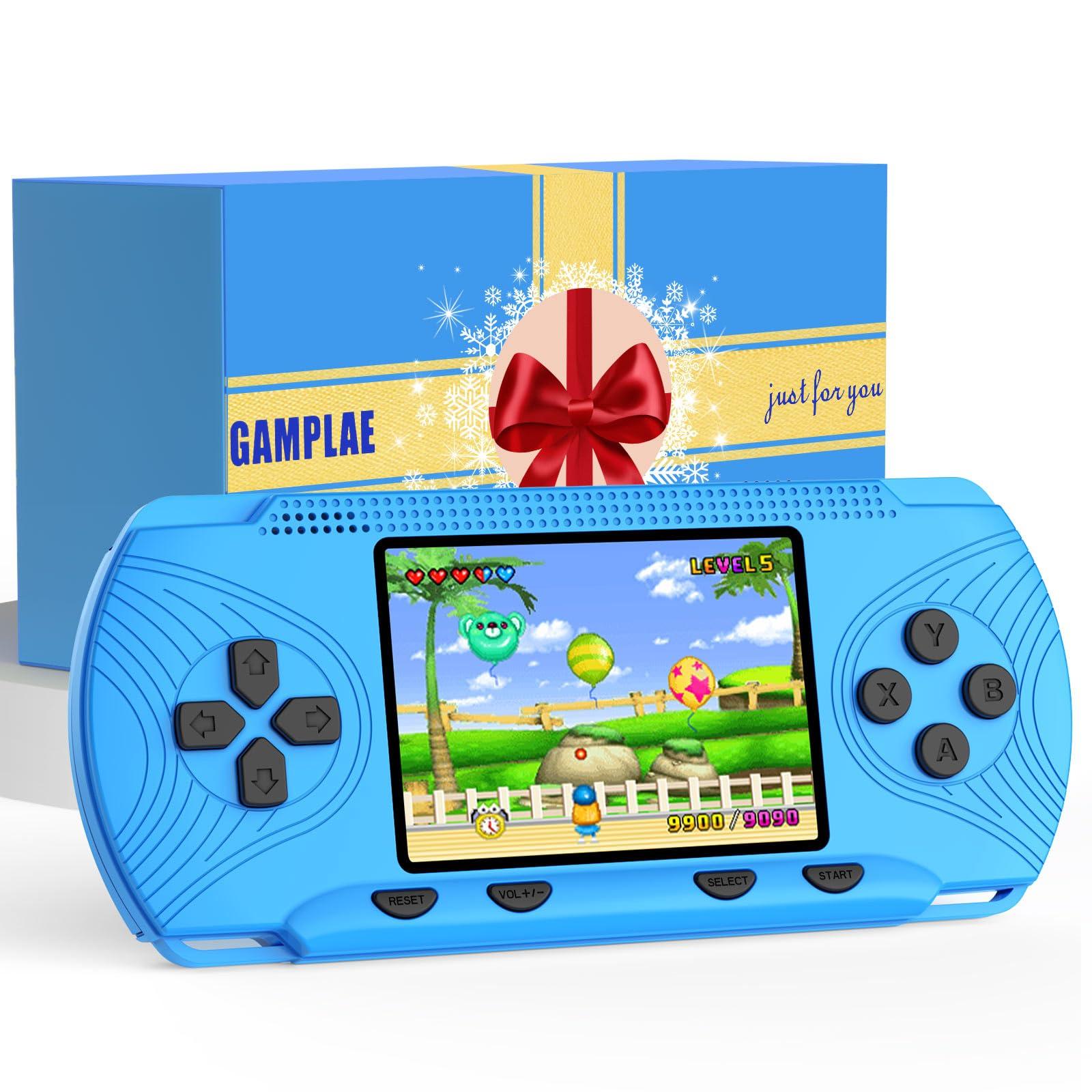 Handheld Games for Kids, Handheld Game Console 3" HD Screen Built in 258 Video Game Console Handheld Video Games for Kids Portable Hand Held Gaming Console Christmas Blue for Kids