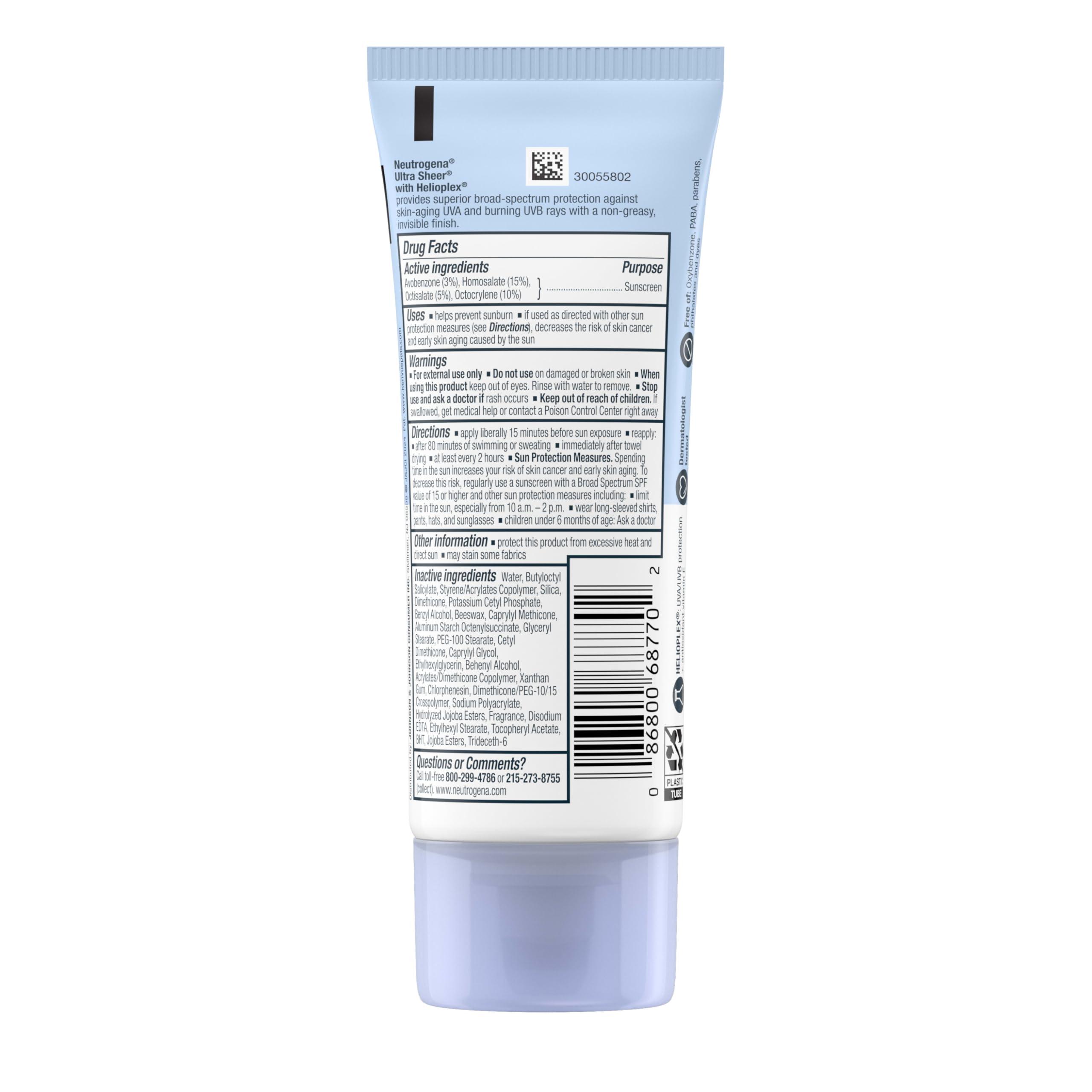 Neutrogena Ultra Sheer Dry-Touch Water Resistant and Non-Greasy Sunscreen Lotion with Broad Spectrum SPF 70, 3 Fl Oz (Pack of 1) - Image 9