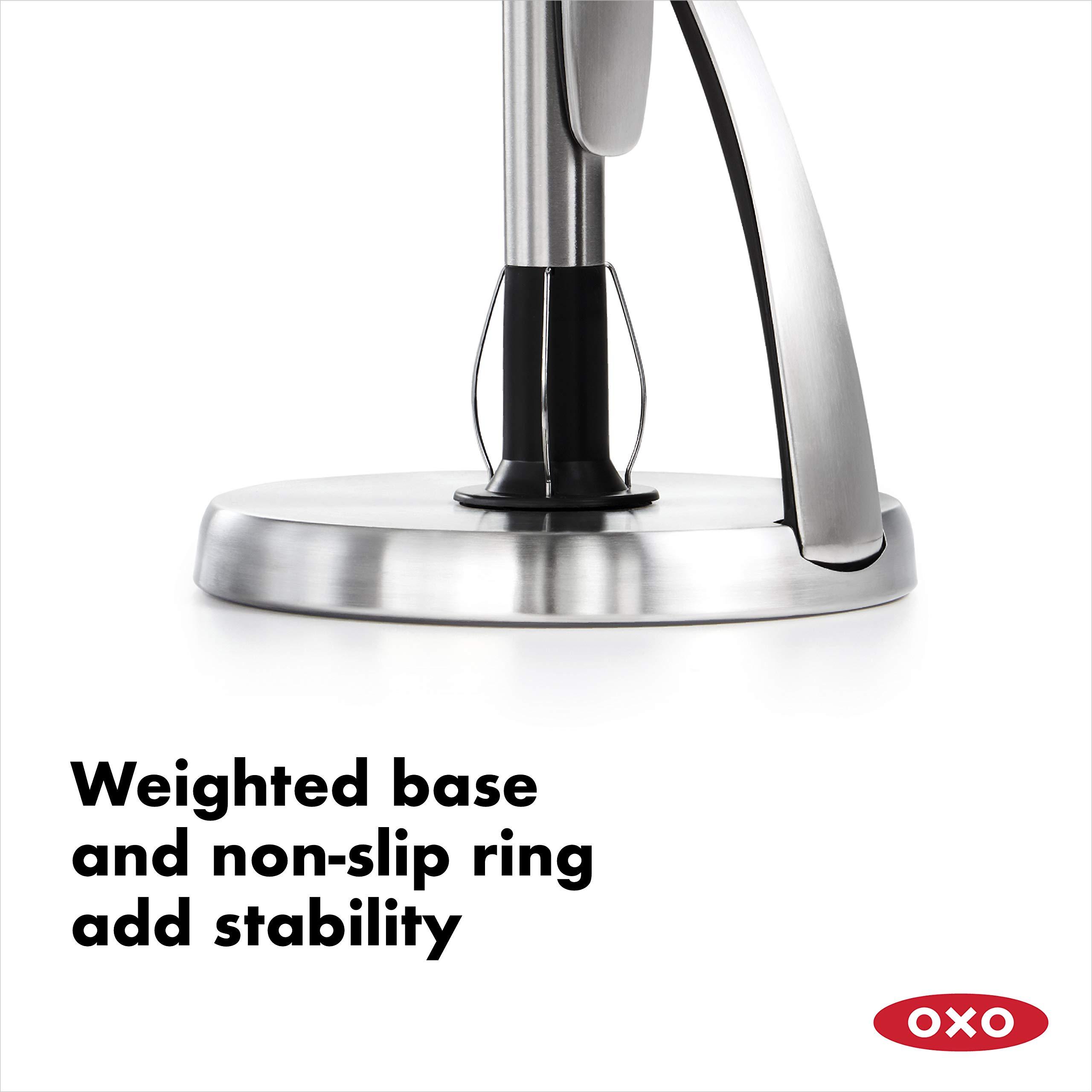 OXO Good Grips SimplyTear Paper Towel Holder - Stainless Steel (Silver & Black) - Image 6