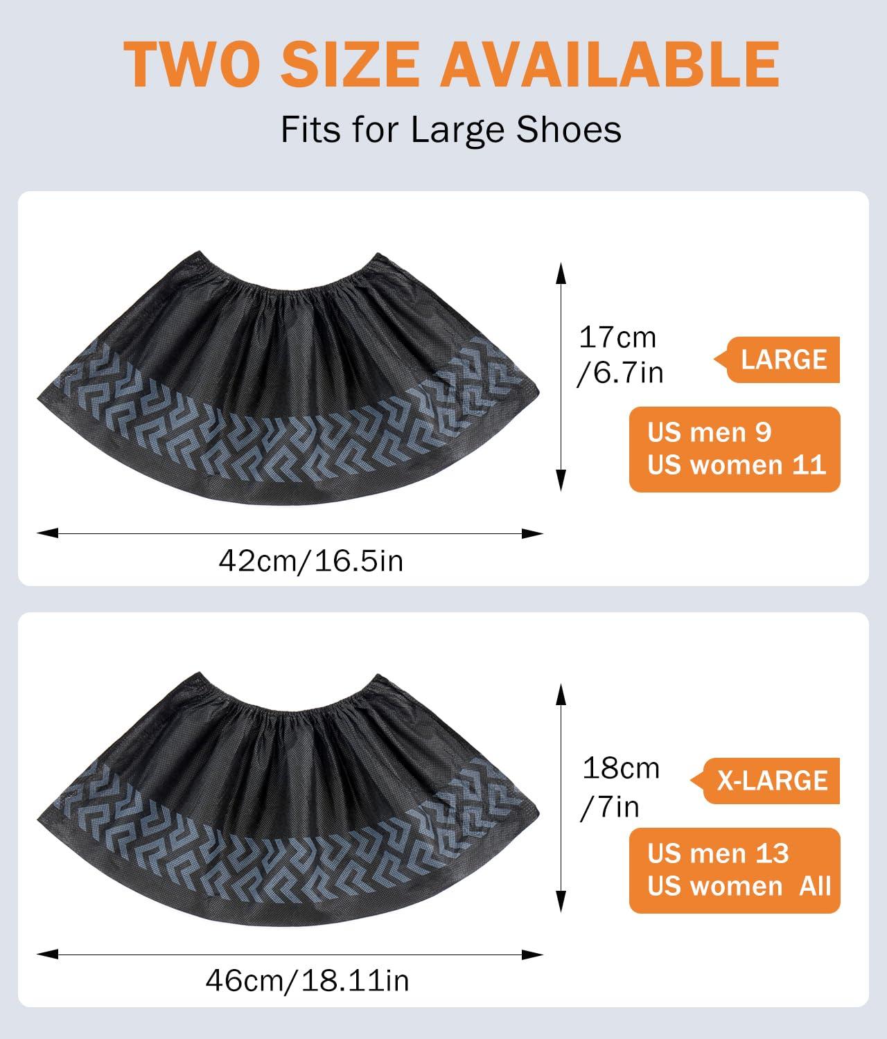 100 Pcs Shoe Covers Disposable Non-Slip,Shoe Covers for Indoors Reusable,Slip-resistant, Durable, Breathable, Non-toxic,Booties for Shoes Covers,Stretchable Fits Up To13 US Men,Black-XL - Image 2