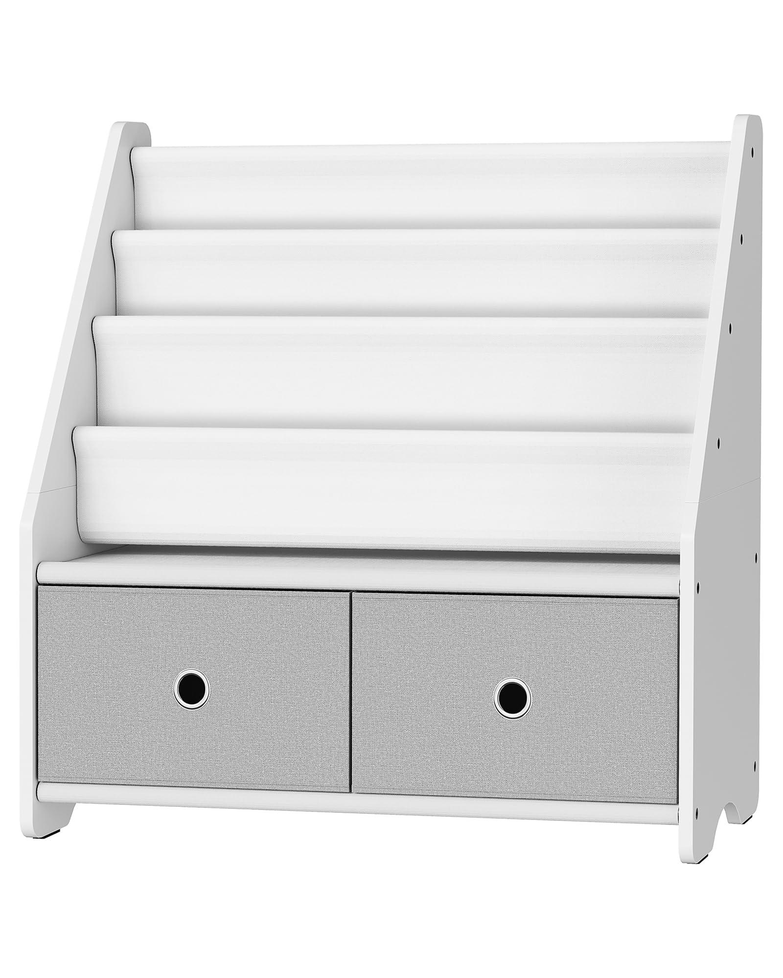 CHOEZON Kids Bookshelf and Toy Storage, 4 Tier Large Capacity Kids Book Rack, Sling Kids Bookcase, for Kids Room, Nursery, Playroom, White and Gray MCW06WT - Image 9