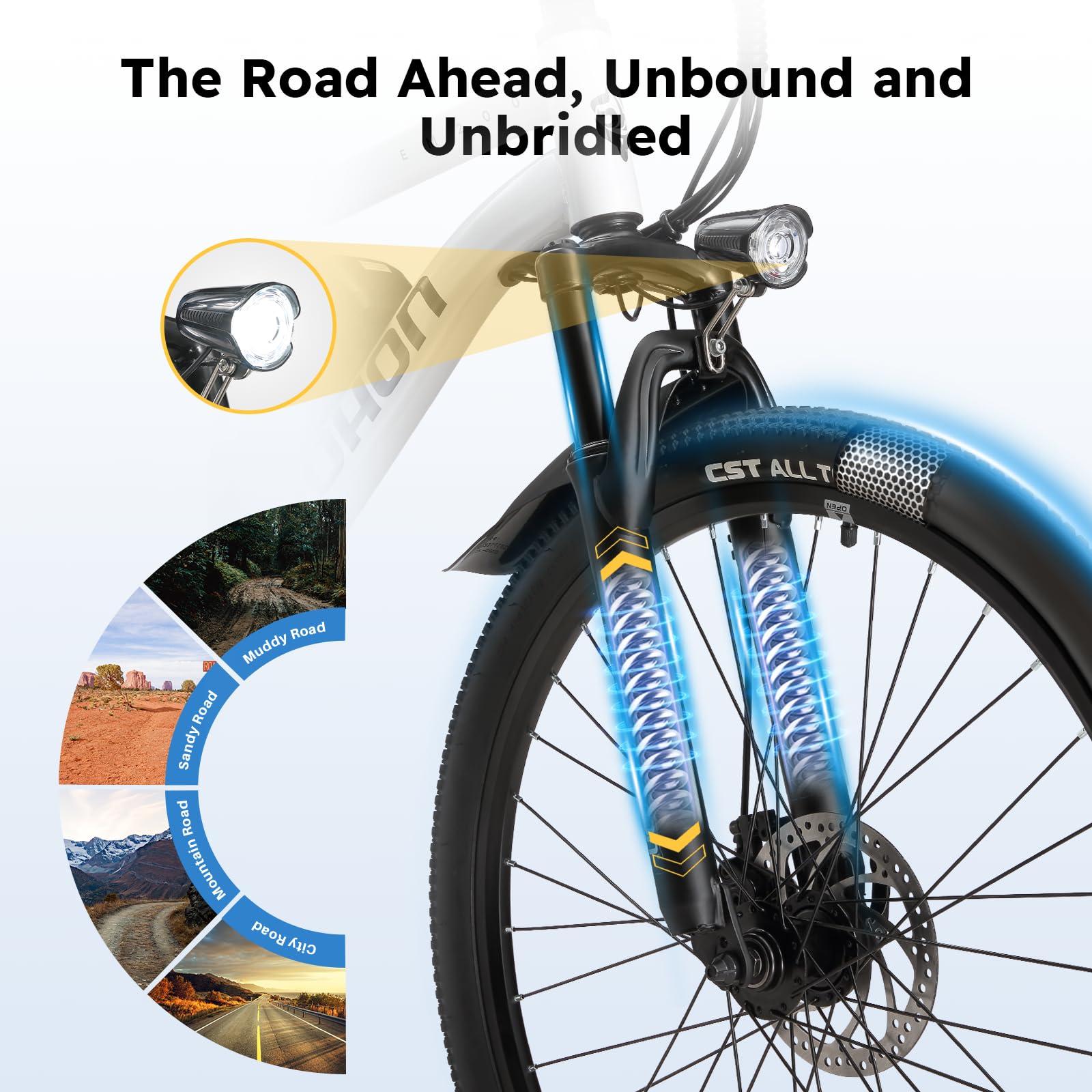 CYCLEWAVE 26" Electric Bike for Adults with 500W Brushless Motor, 375Wh Removable Battery, 7-Speed Gears, Front Suspension, 37+ Miles Range, 20MPH Top Speed - Image 5
