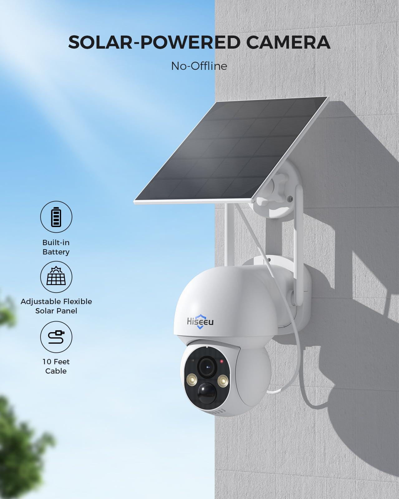 Hiseeu Solar Camera Wireless Outdoor, Home Security Camera System, 2.4G & 5G WiFi, Solar-Powered 4MP 4 Cam-Kit, Color Night Vision, 360° View, Pan & Tilt, 1TB HDD Local Recording, No Subscription - Image 2
