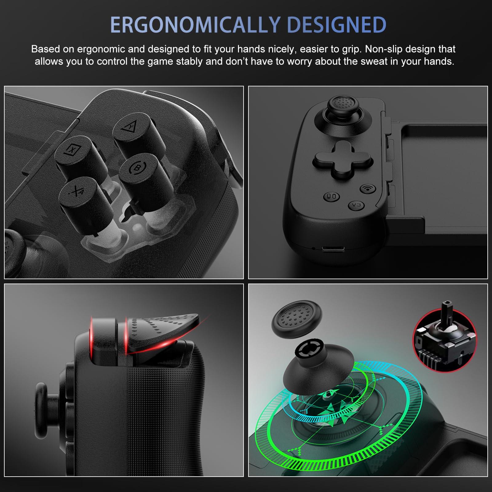Wireless Controller for iPhone/Android/PC/iPad/Tablet/APPL Arcade MFi Games/Switch/PS4, Support Streaming on PS5/PS4/Xbox/PC Console, Cloud Gaming Gamepad Joystick - Turbo/6-Axis Gyro/Dual Motors - Image 7