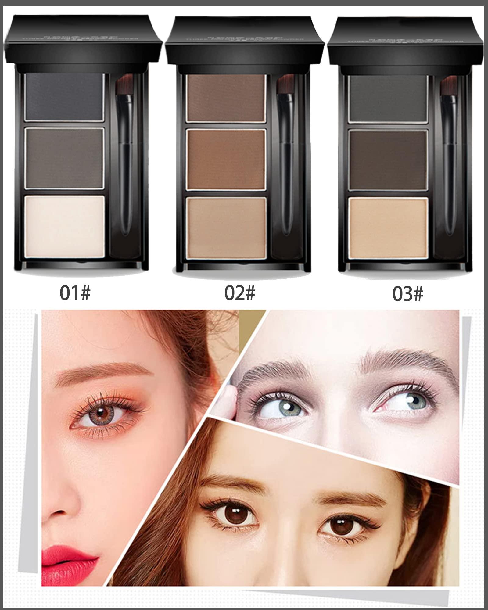 Eyebrow Powder Makeup Kit-3 Colors Eye Brow Powder Palette Long-Lasting Waterproof, Black Brown Series Brow Powder, Fill & Sculpt Full Eyebrows for Women, With Mirror, Brow Brush & Razor-Set 01 - Image 6