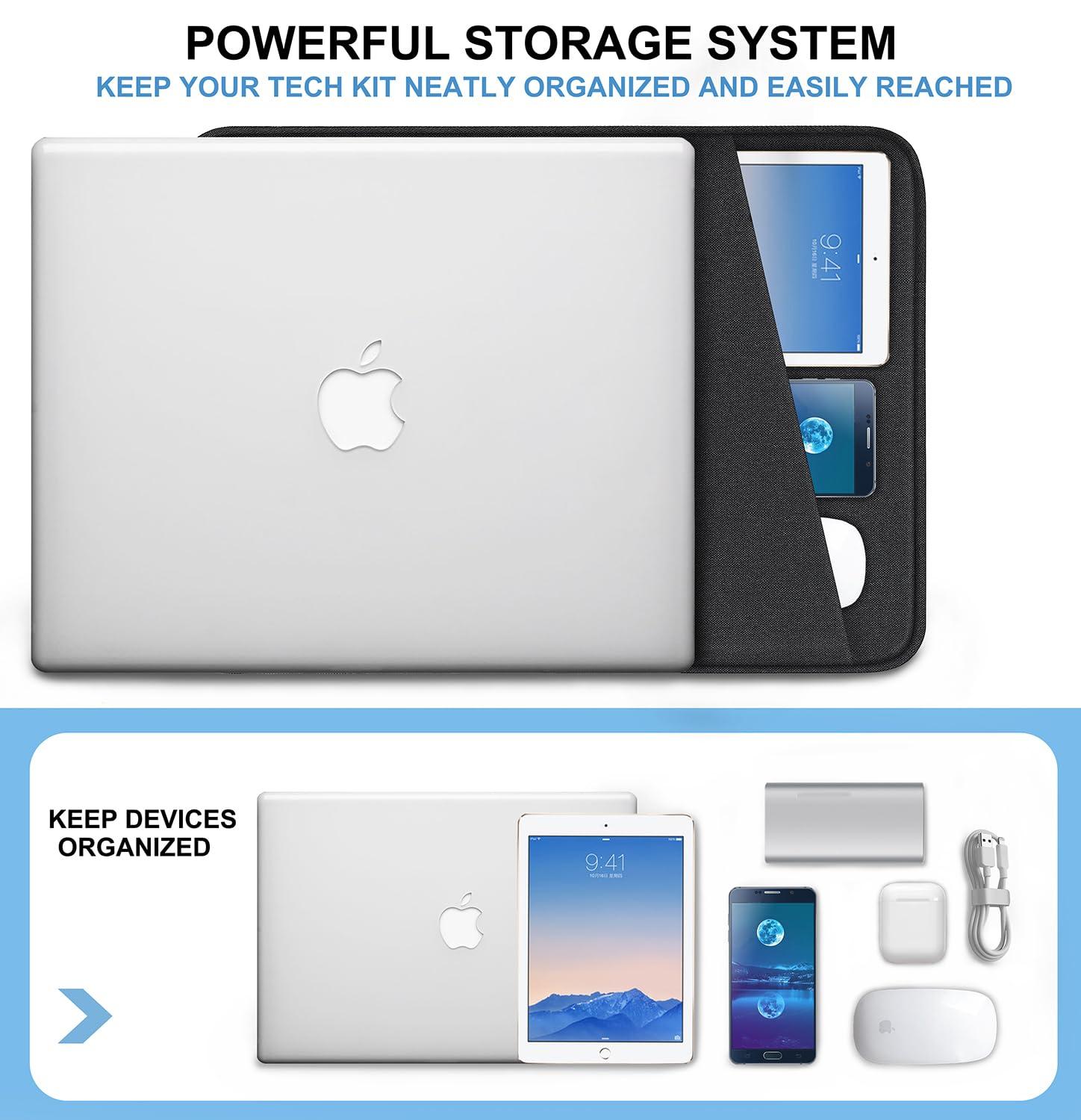 Laptop Sleeve Case 13.3 inch, Shockproof Protective Computer Cover with Accessories Pocket, Portable Laptop Bag Compatible with MacBook Air/Pro 13-13.3 inch, Compatible for MacBook Pro 14 inch, Black - Image 2