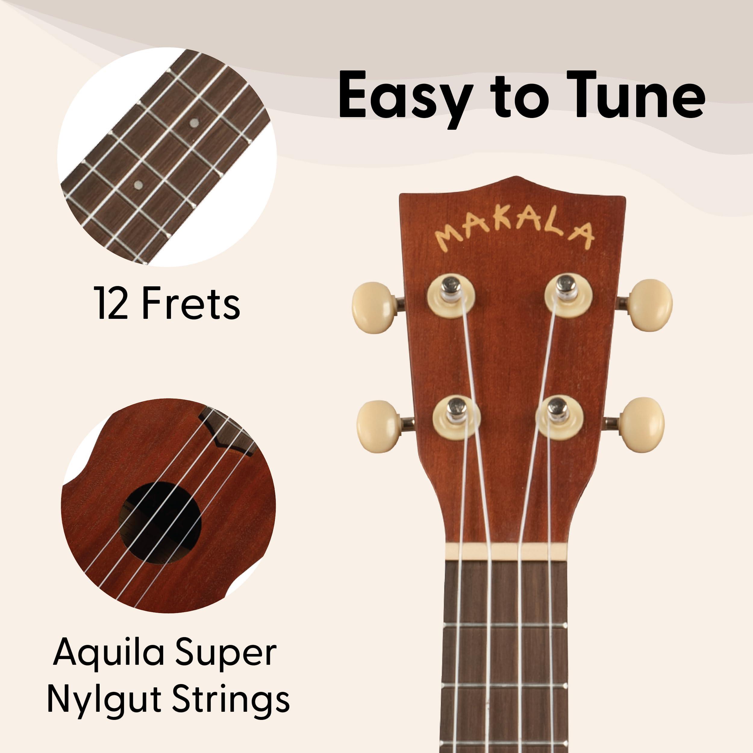 Kala Makala Classic 21 Inch Ukulele - Entry Level with Vintage Look, 12 Nickel Frets, and Excellent Sound for Beginners, Classrooms - Soprano - Image 5
