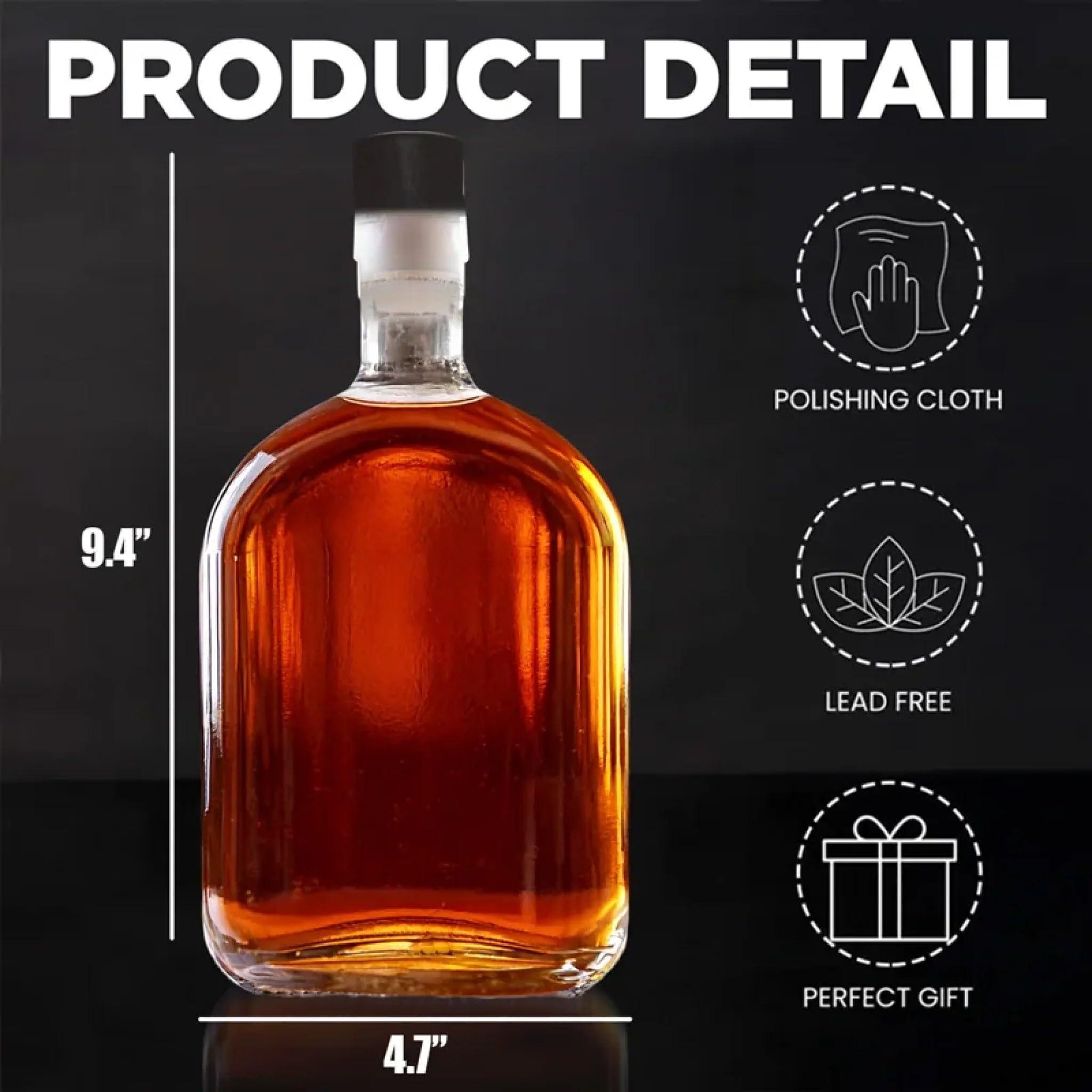 US Patriotic Pride Nordic-style Glass Bottle with T-Top Caps – Whiskey Decanter (Bottle Only)– 47th President Supporters, Independence Day & Father’s Day Gift (45 47, We The People) - Image 2
