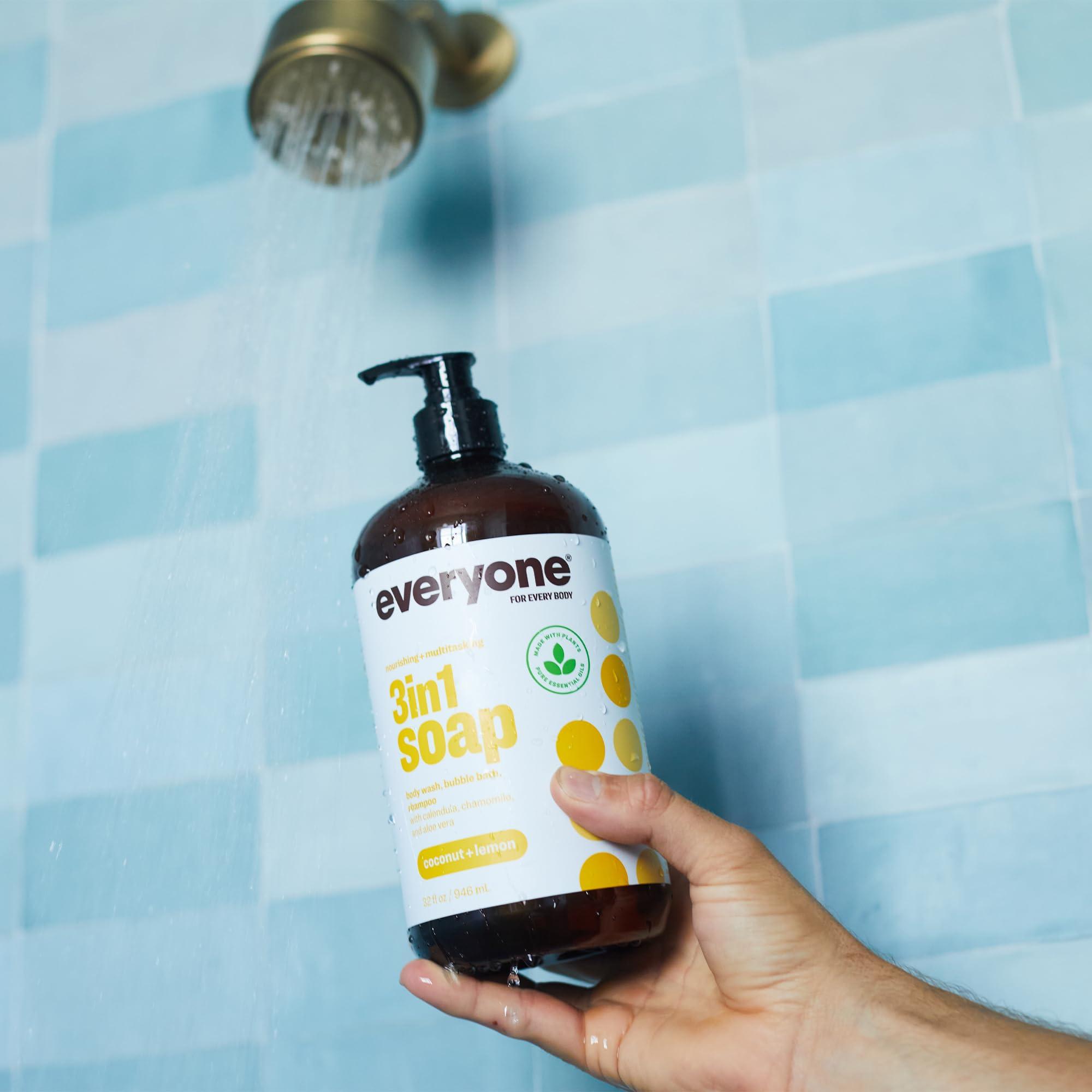Everyone 3-in-1 Soap, Body Wash, Bubble Bath, Shampoo, 32 Ounce (Pack of 2), Coconut and Lemon, Coconut Cleanser with Plant Extracts and Pure Essential Oils - Image 3