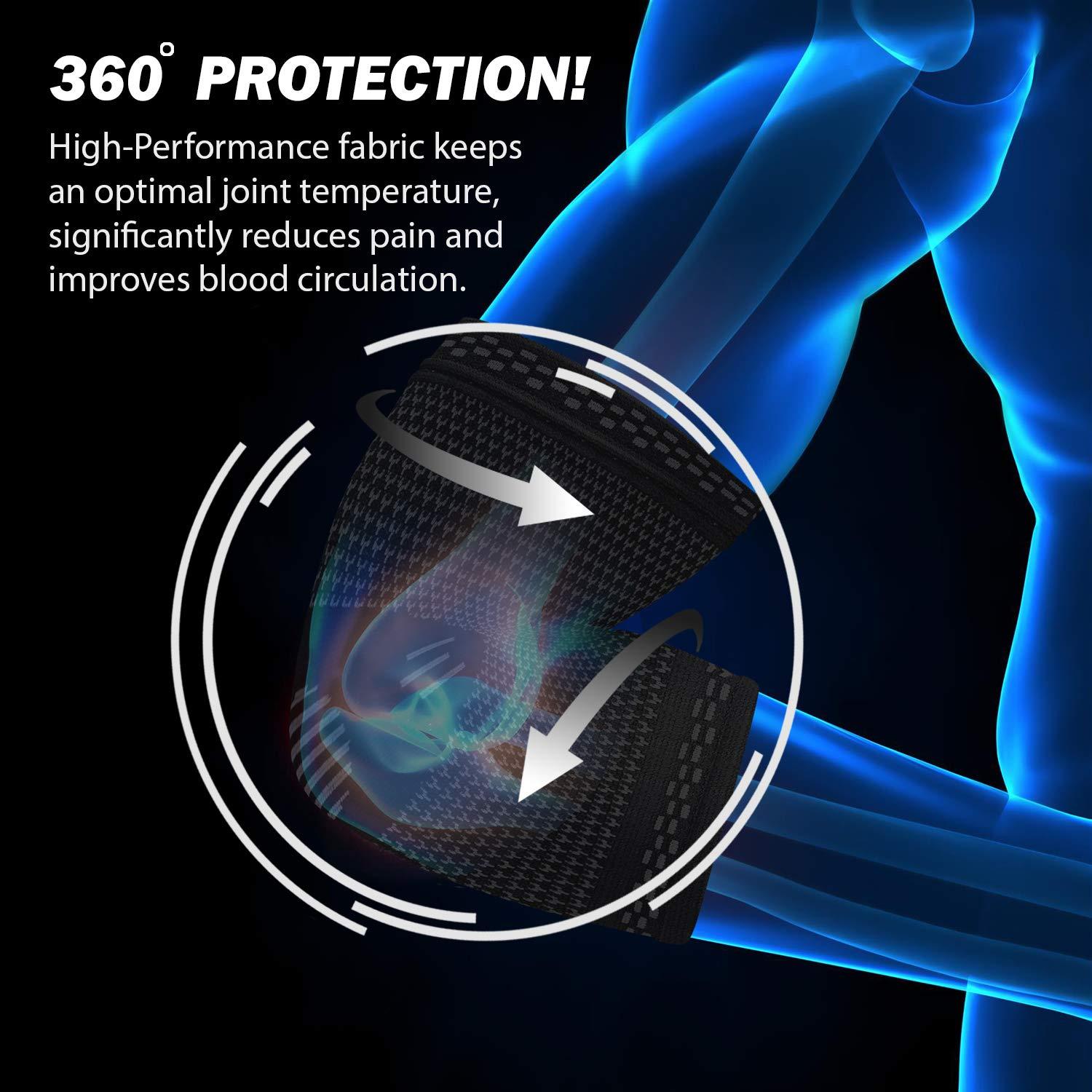 POWERLIX Elbow Orthopedic Brace Compression Support (Pair) - Elbow Sleeve for Tennis, Golfer’s, Bursitis, and Sprains, Arthritis, Tendonitis. Pain Relief(Black, L) - Image 4