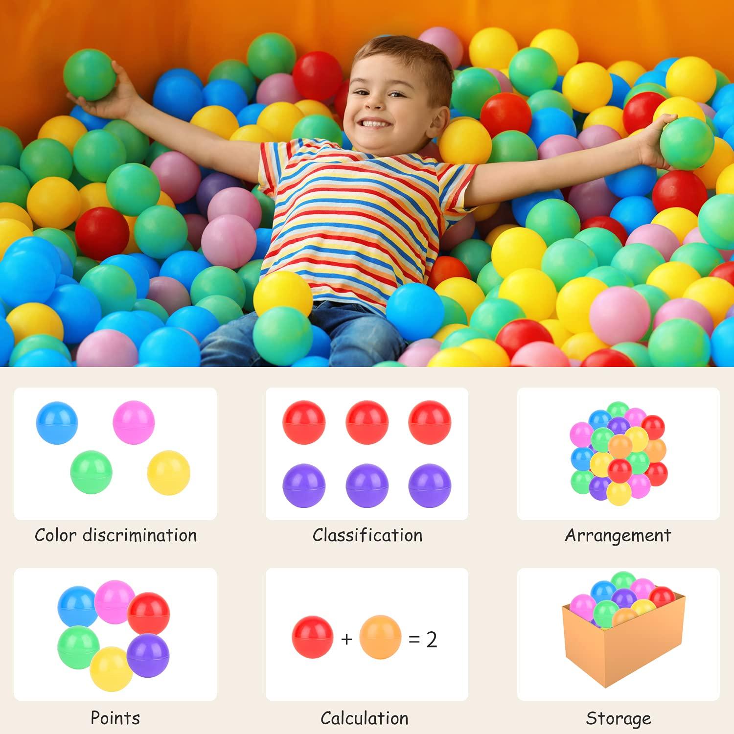 Hovenlay Ball Pit Balls Phthalate Free BPA Free Crush Proof Plastic - 7 Bright Colors in Reusable Play Toys for Kids with Storage Bag - Image 6
