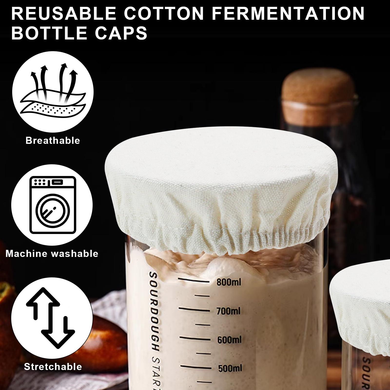 Sourdough Jar Cover Starter Jar Cloth For Sourdough Cover Reusable Cloth lid Bread Fermentation Baking Supplies for 3-4 Inch Mouth 4 Pack - Image 5