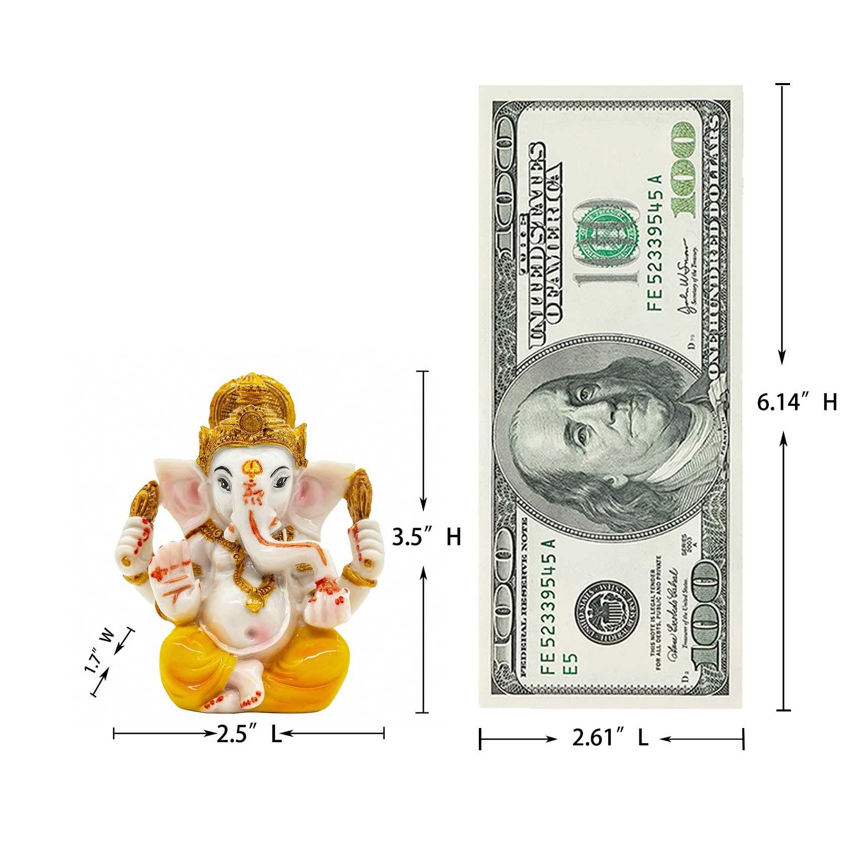 BangBangDa Indian Ganesh Idol Car Dashboard - Hindu Ganesha Statue Elephant God India Ganpati Lord Murti Mandir Diwali Gifts Yoga Zen Meditation Room Altar Shrine Kit Temple Puja Pooja Items Decor - Image 3