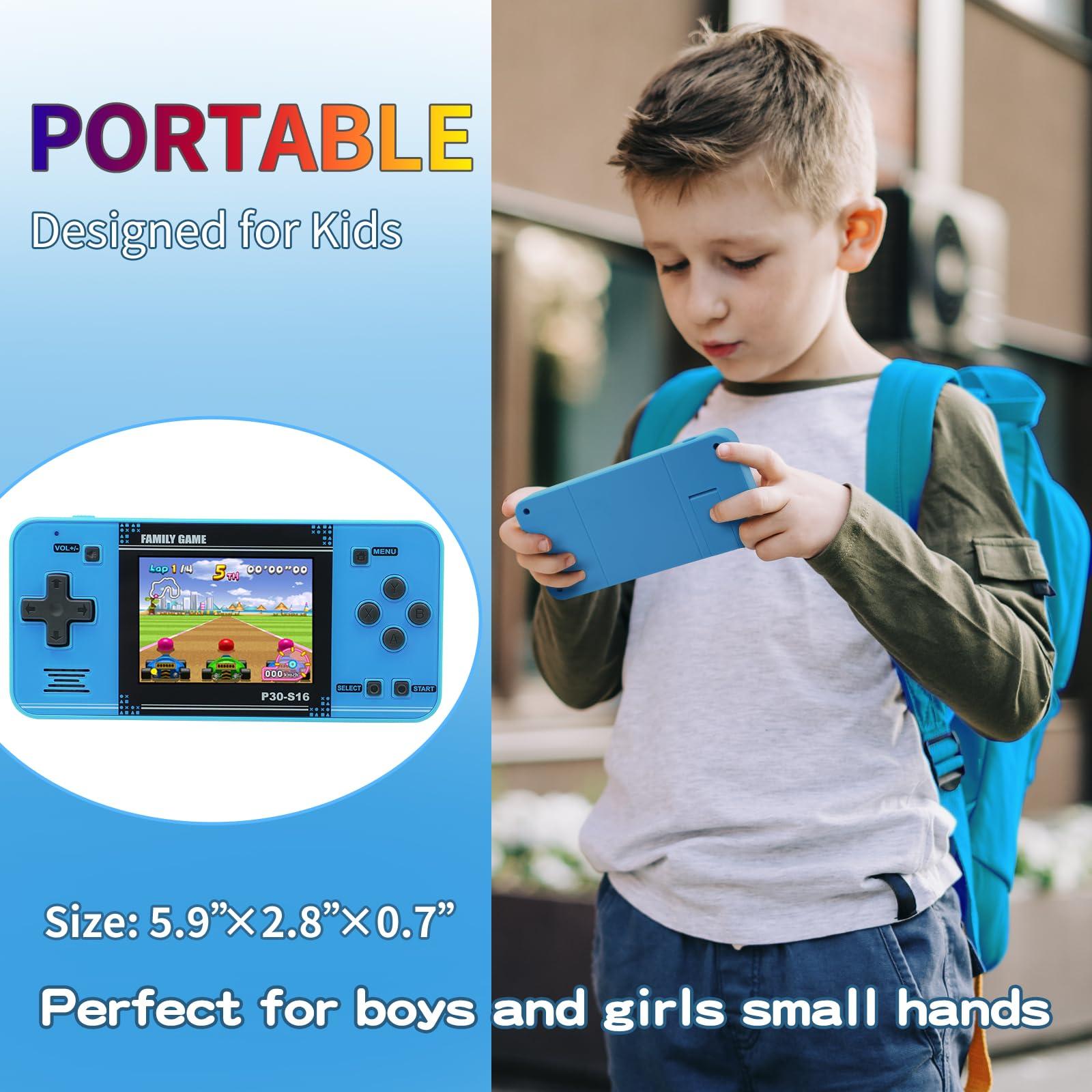 Handheld Game for Kids -Preloaded 220 Retro Video Games, Portable Gaming Player with Rechargeable Battery 3.0" LCD Screen, Mini Arcade Electronic Toy Gifts for Boys Girls (Blue) - Image 4