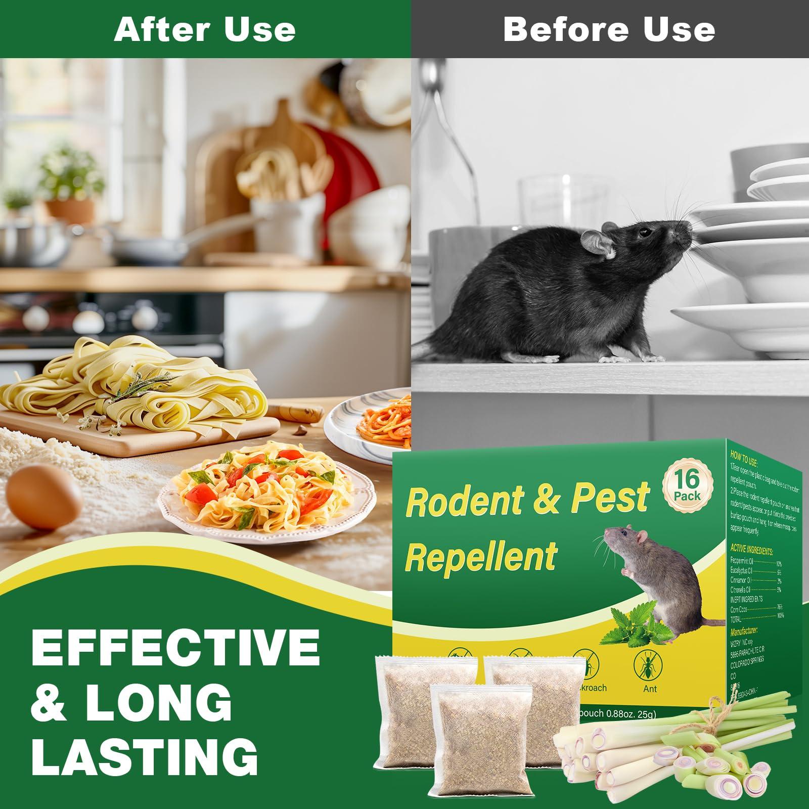 Rodent Repellent, 16 Pack Natural Mouse Repellent Pouches - Peppermint Oil to Repel Rodents Rats Squirrel, Outdoor Indoor Mice Repellent for House Garage Basement RV Car - Image 4