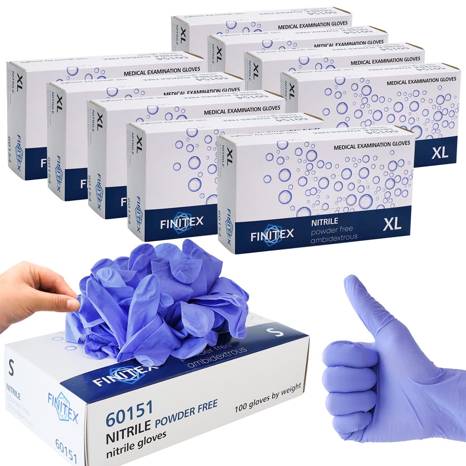 FINITEX Ice Blue Nitrile Exam Gloves - Powder-free, 1000 PCS Medical & Home Cleaning Gloves