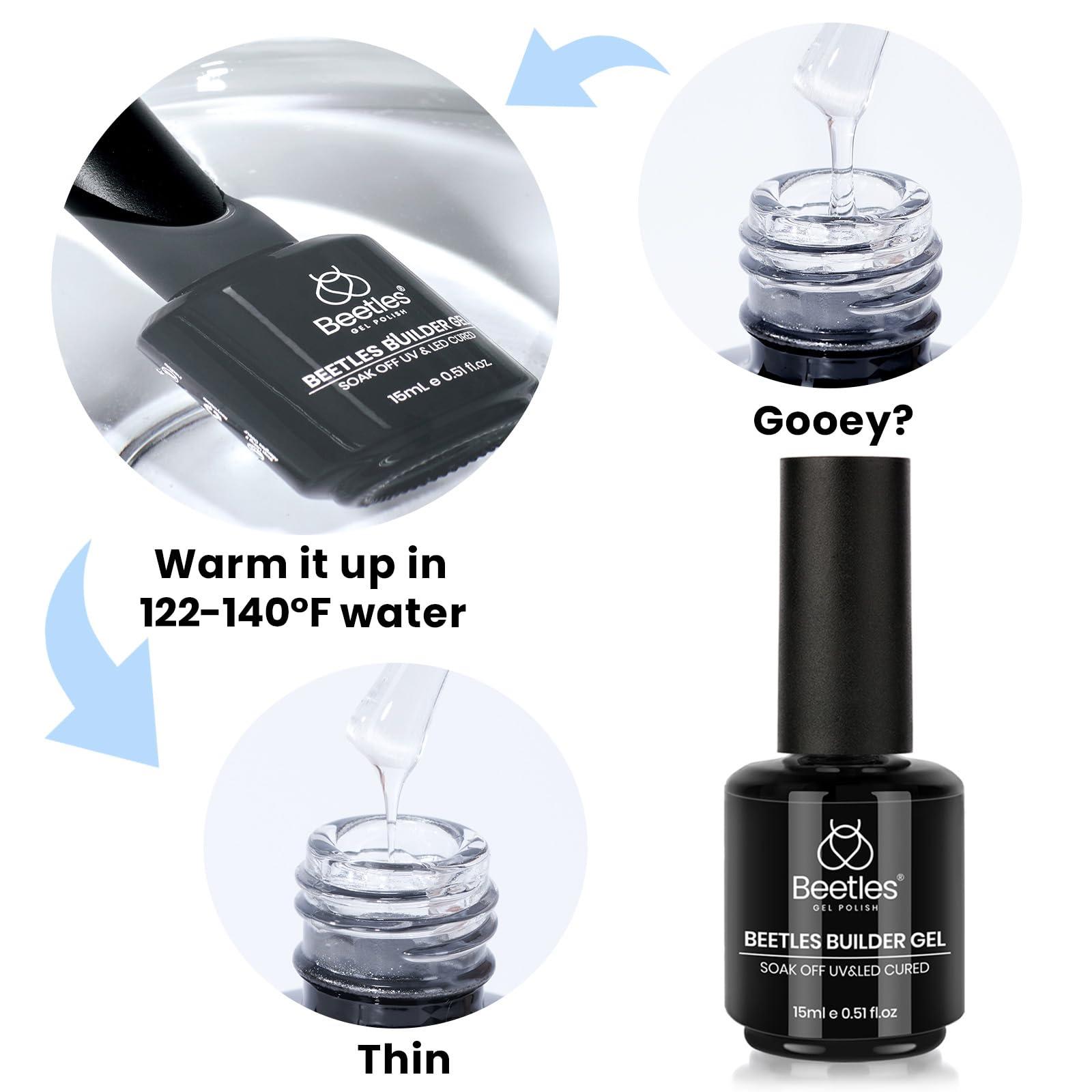 Beetles 2pcs 15ml Builder Gel for Nails, 7 in 1 Clear Builder Nail Gel Set for Nail Apex & Strengthener Thickening Extension LED Lamp Cured Nail Enhancement Gel for Beginners & DIY Salon Manicure - Image 7