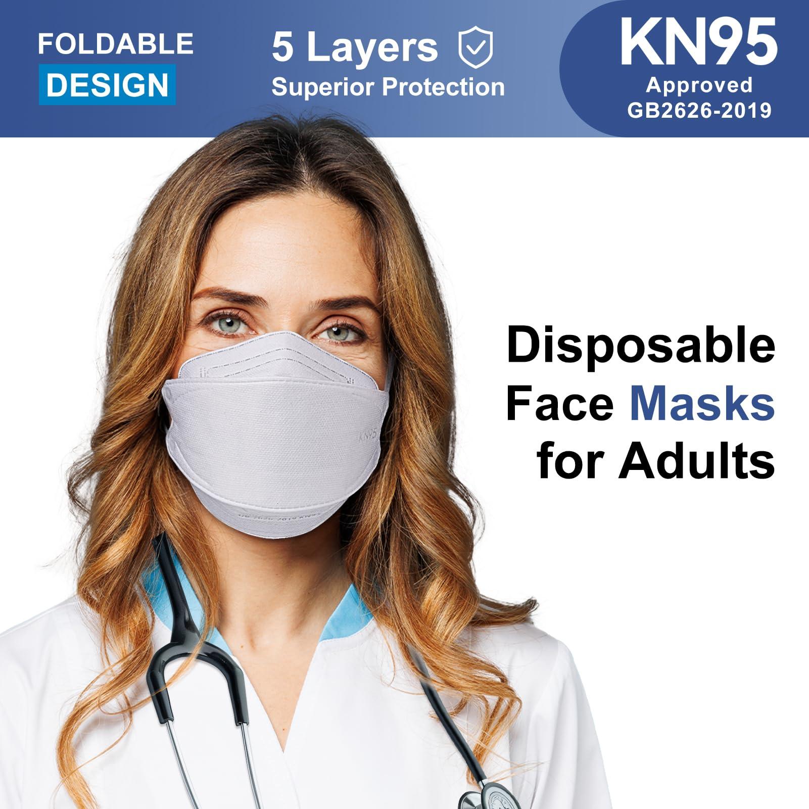 FENFEN KN95 Face Masks Disposable Adults - 50 Pack 5 Layer Protection Dust Breathable Comfortable Respirator Women KN95 Mask Individually Wrapped - Image 9