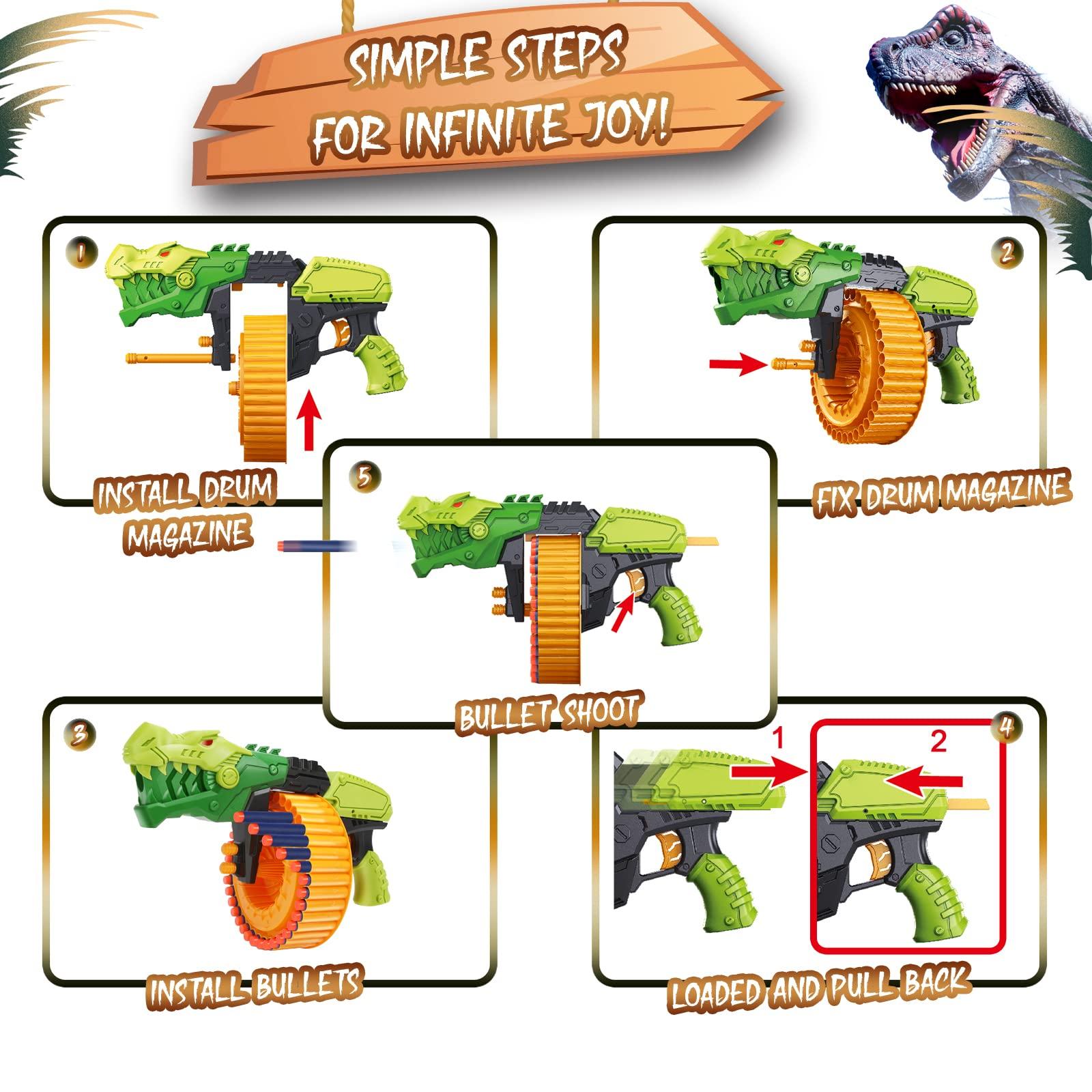 Toy Gun Toy Foam Blasters with 120 Foam Bullets, 40-Dart Rotating Drum, Foam Dart Gun Shooting Game for Indoor Outdoor Activity, Dinosaur Toys Birthday Xmas Gifts for Kids, Teens, Adults 6+ - Image 4