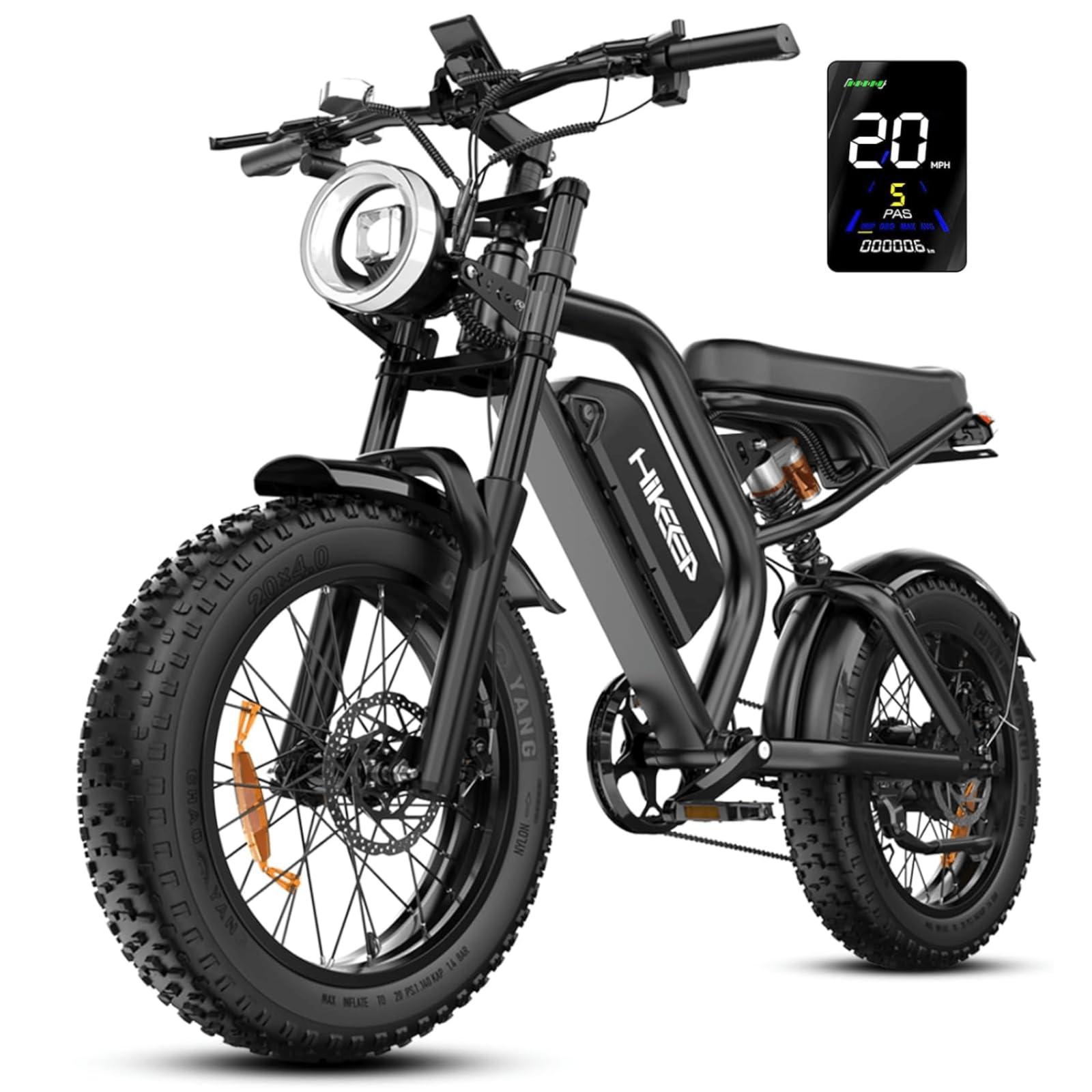 Electric Bike for Adults - K6 20 x 4 Inch Fat Tire, 750W/Peak 1500W Motor, 48V15AH Detachable Battery, 4 Riding Modes Electric Dirt Bike, 7 Speed Electric Motorcycle,20MPH UL 2849 Certified