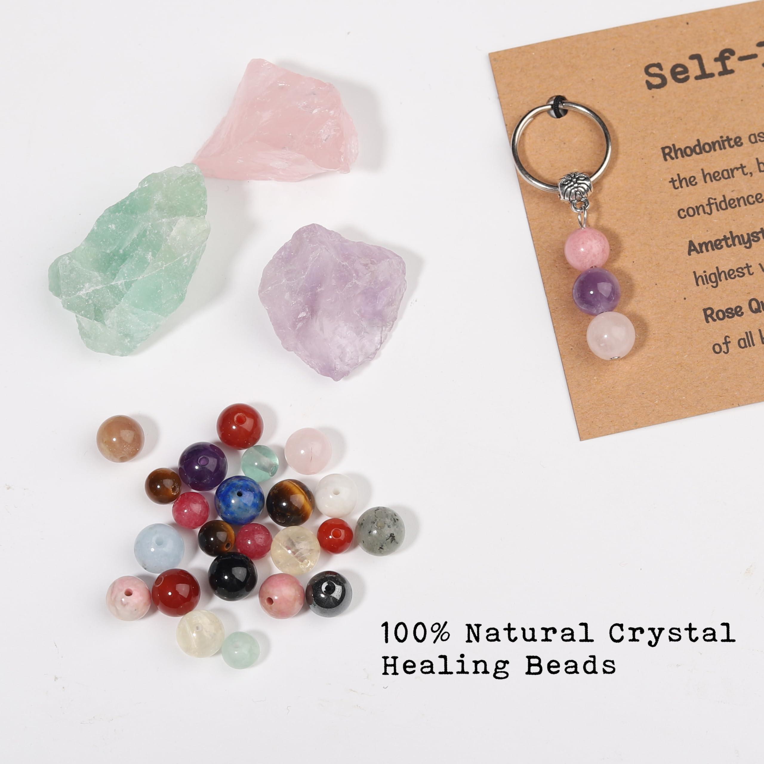 GINAZL Natural Crystals Keychain Gift for New Beginnings, Small Healing Stones Keychain for Anxiety Relief. Healing Crystals - Image 3