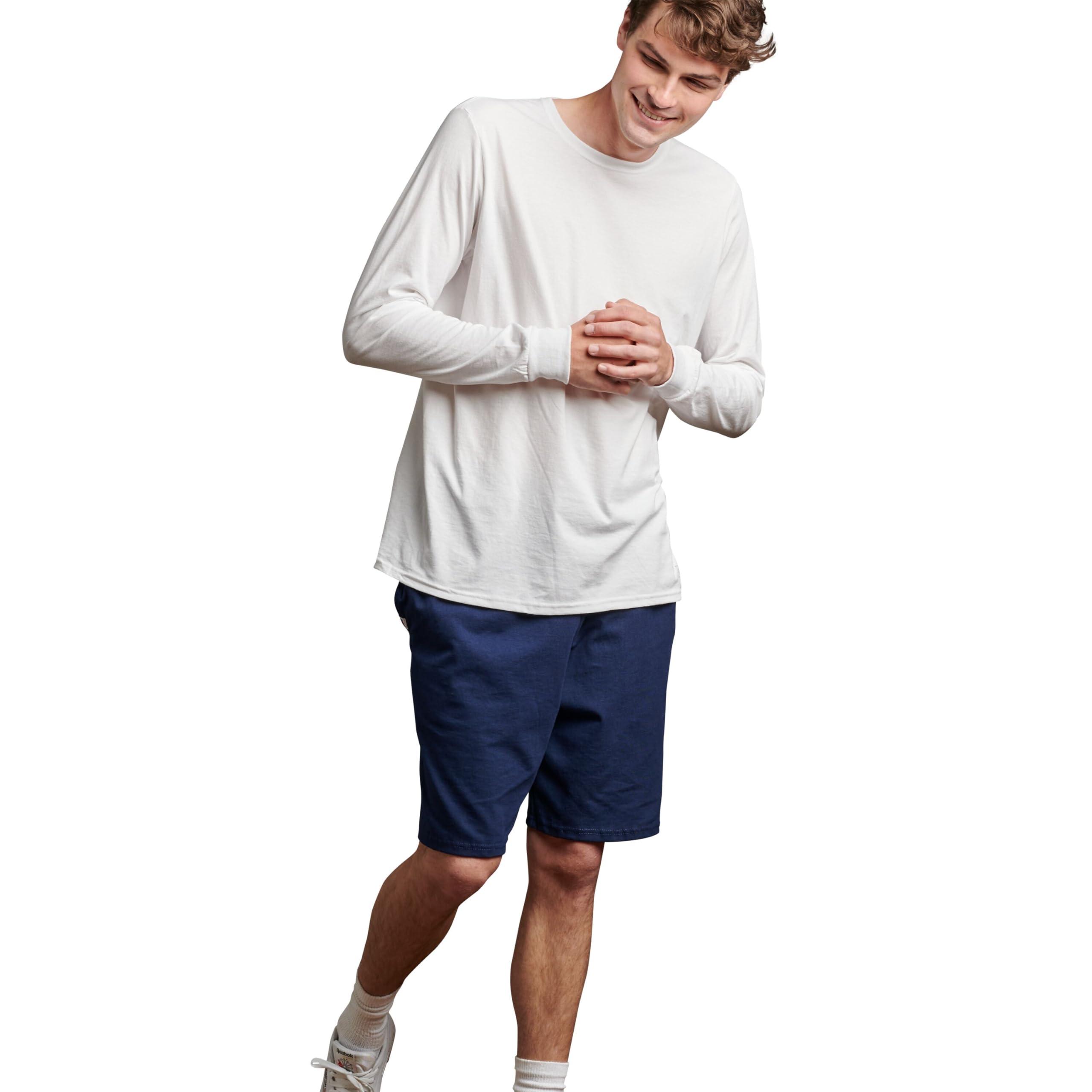Russell Athletic Men's Relaxed Fit 9" Cotton Shorts with Pockets, Adjustable Elastic Waist, Sizes S-4X - Image 2
