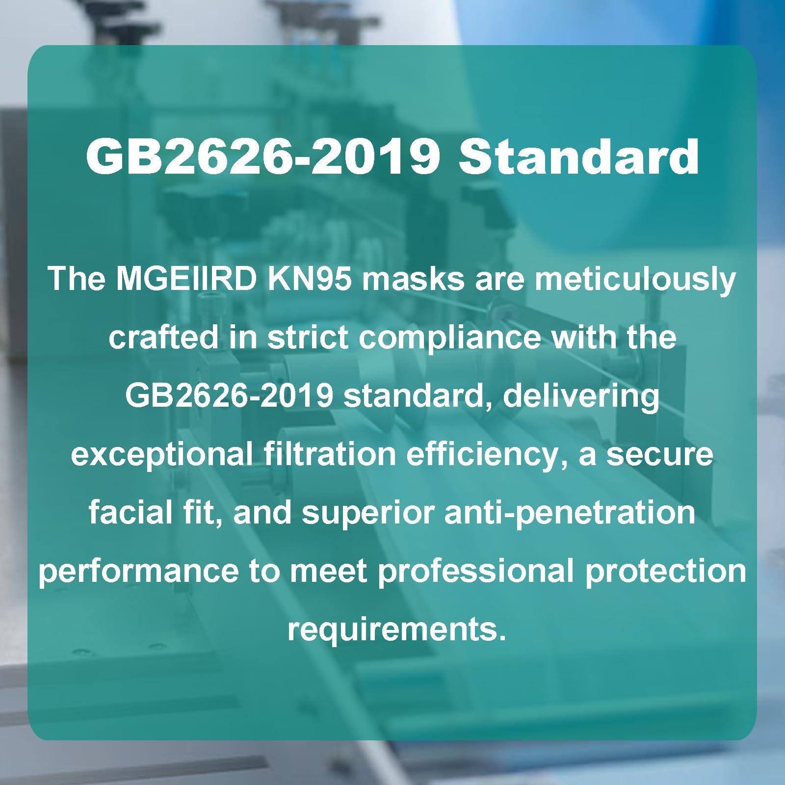MGEIIRD KN95 Face Masks for Adults 50 Pcs, Individually Wrapped, 5-Ply Black Disposable Face Mask Against PM 2.5 Smoke & Dust, Filtration Efficiency 95% - Image 8