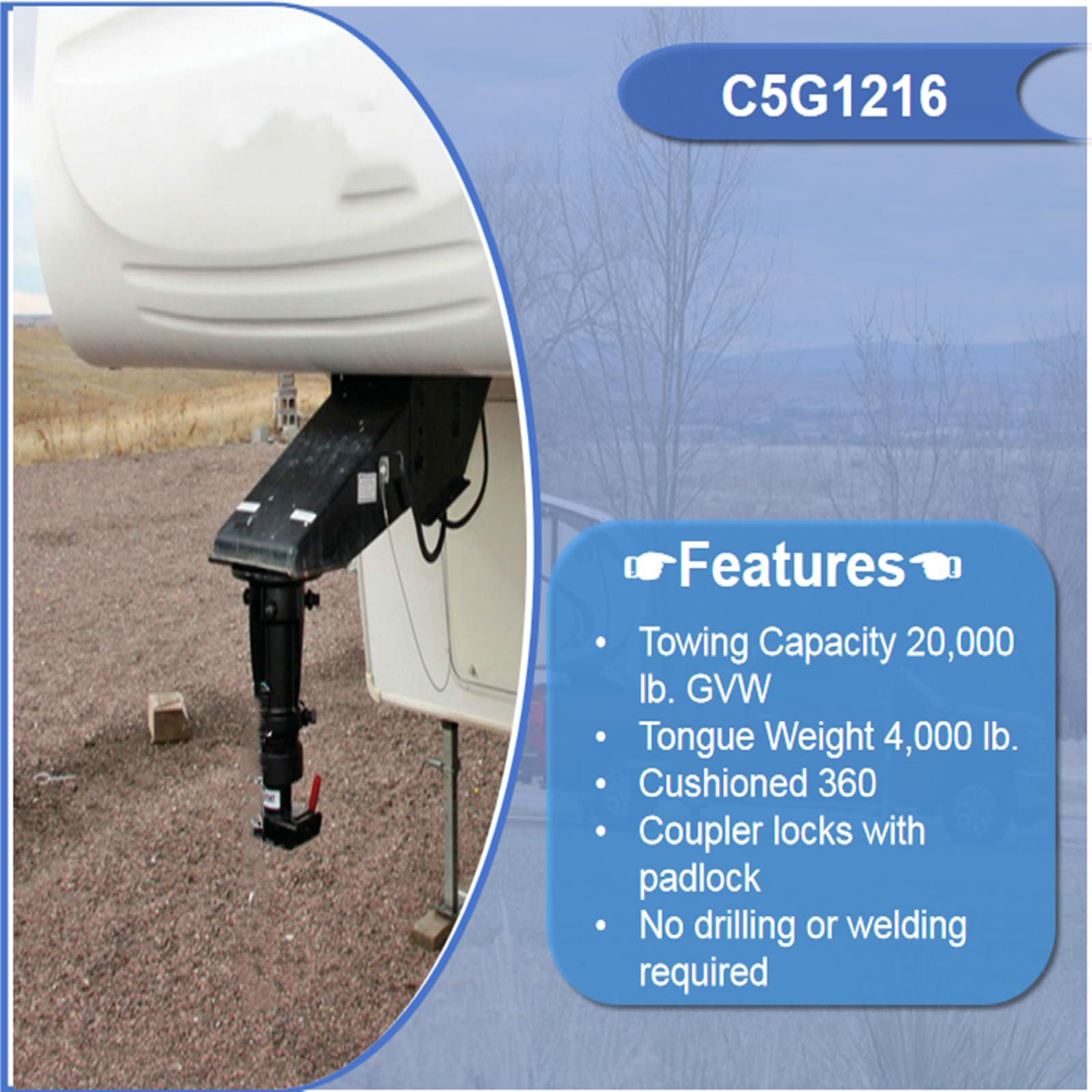 C5G1216, 12"-16" Adjustable Cushioned 5th Wheel to Gooseneck Adapter, Fifth Wheel to Gooseneck, Towing Capacity 20000 Lbs, Without Safty Chain GELUOXI - Image 5