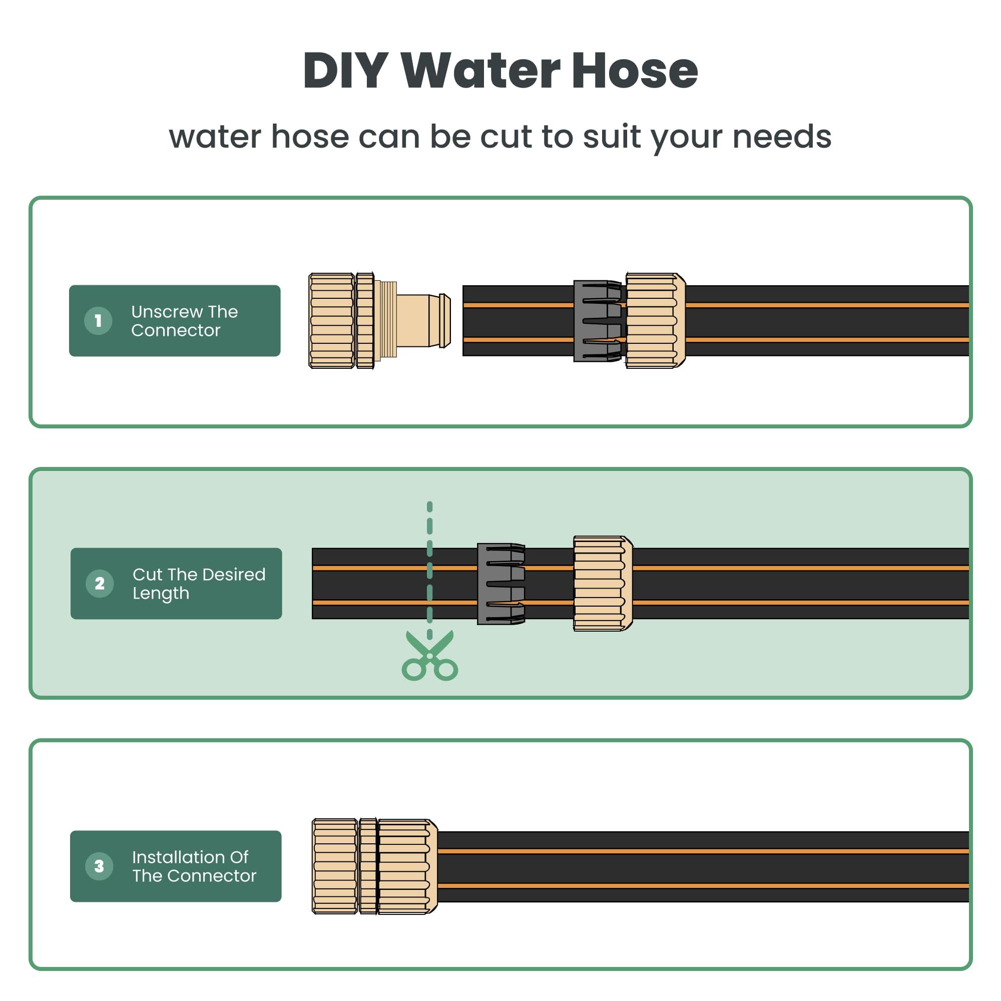 Giraffe Hybrid Garden Hose 5/8" x 50ft, Custom Length, NO Kink, Flexible, Leakproof Hose with Male to Female Fittings, 600 Burst PSI - Image 7