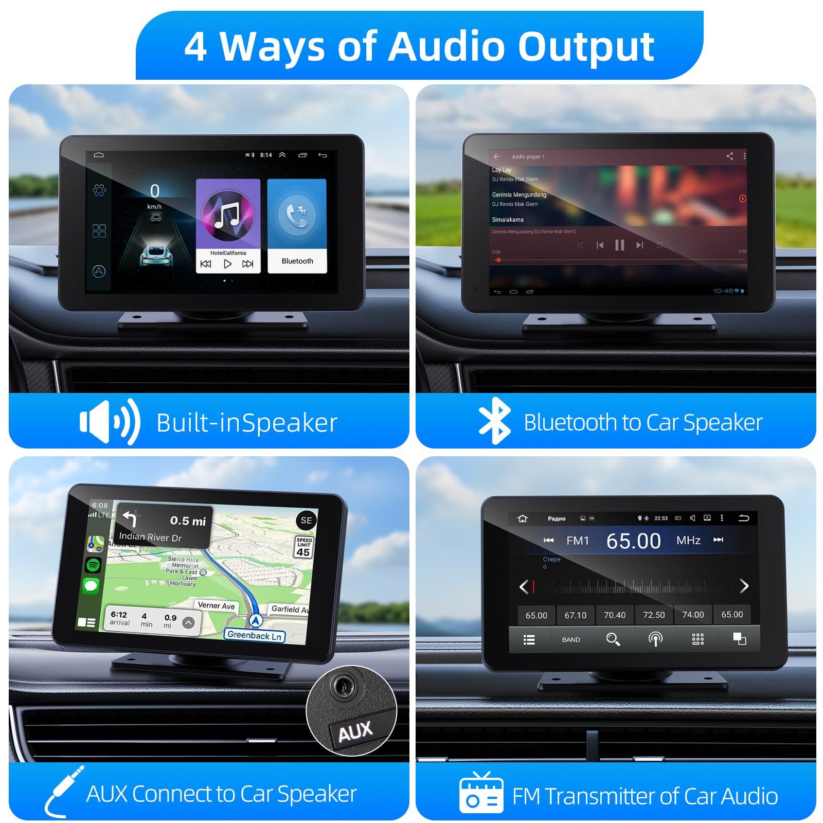 VUKARUAL Wireless Apple Carplay and Android Auto Screen for Car, 7" HD Portable Touch Screen Car Stereo with Bluetooth, Backup Camera, Navigation, Mirror Link for All Vehicles - Image 5